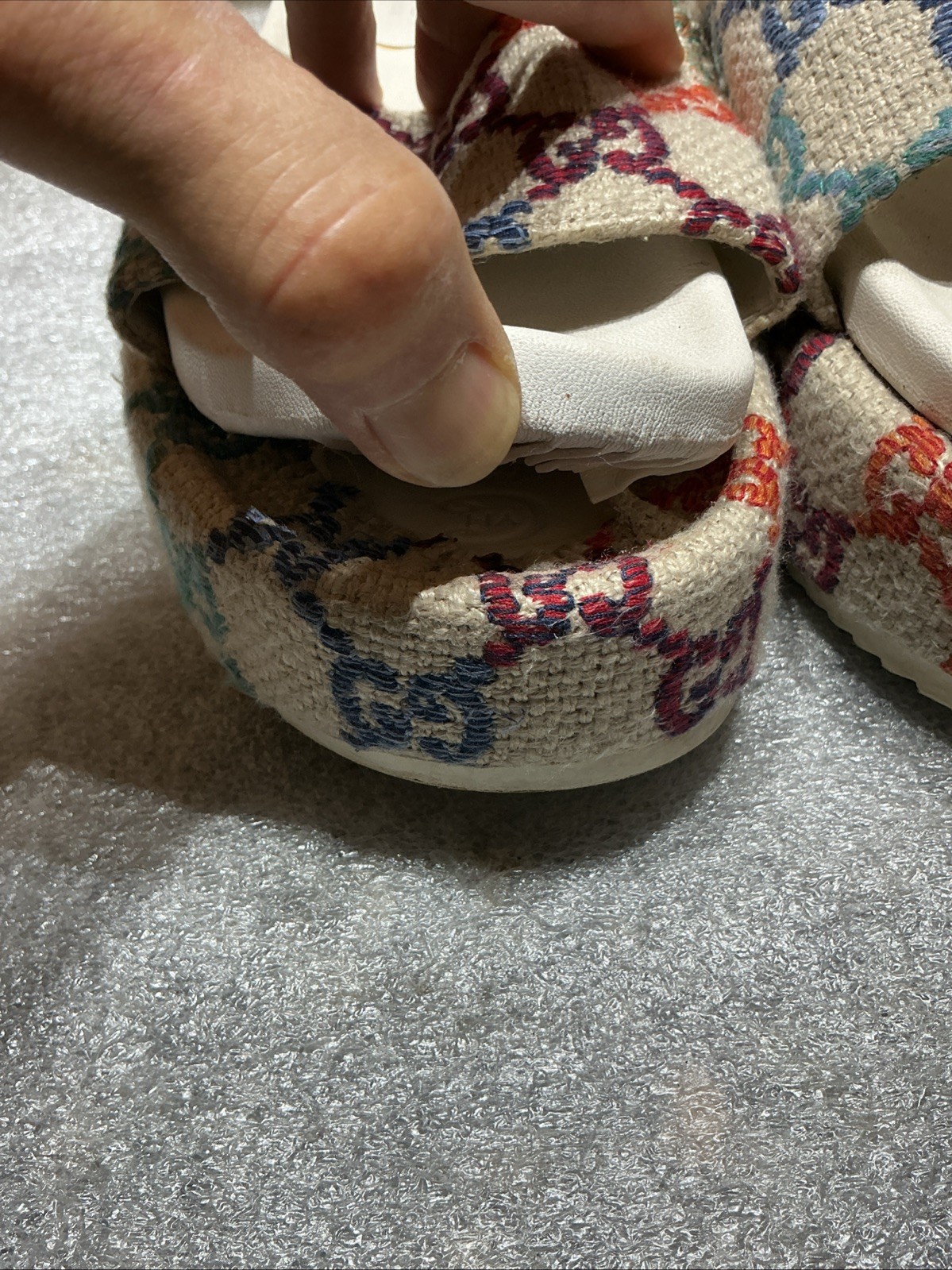 Gucci Angelina Platform Slides Multi Color GG Monogram Size 41-Read Description