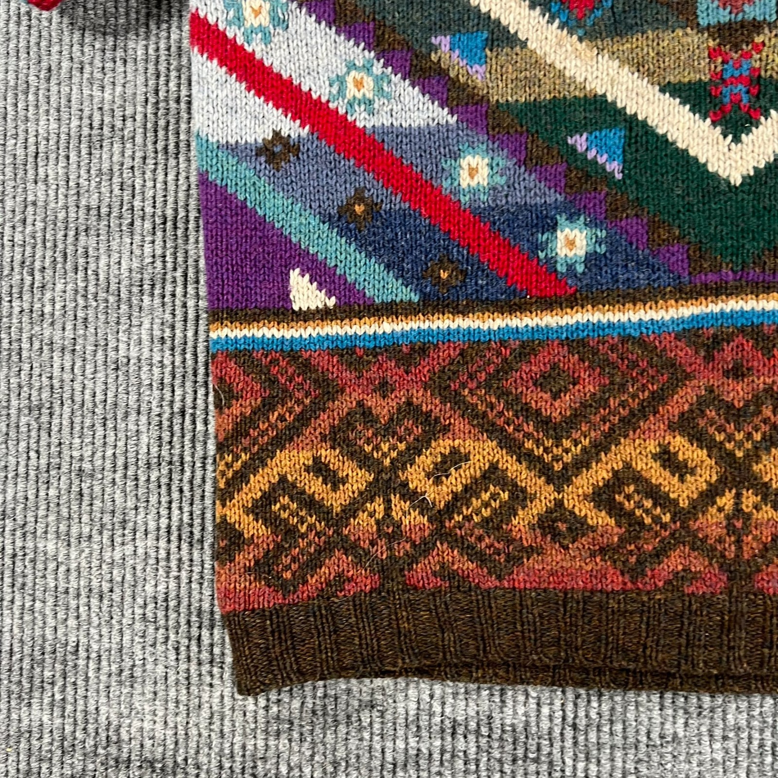 Woolrich Sweater Mens Large Geometric Long Sleeve Crew Handknit Casual Vintage