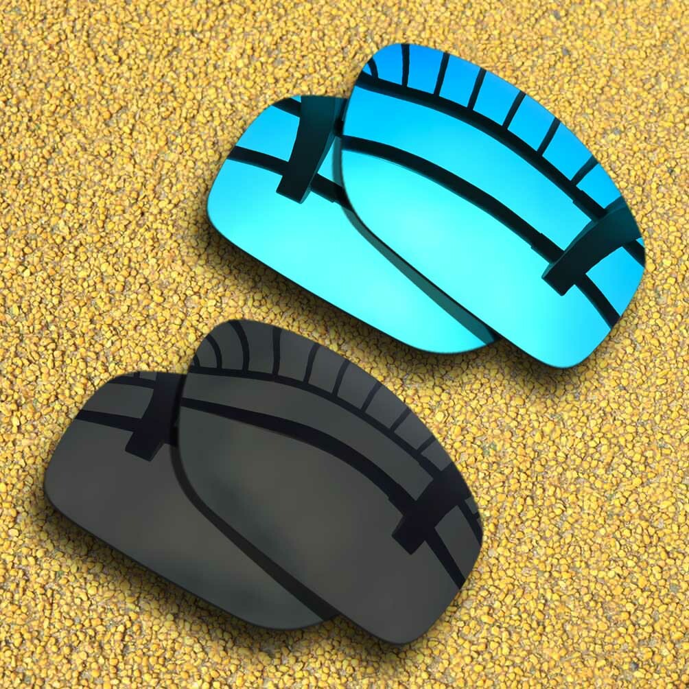 2 Pairs Lenses Replacement for-Oakley Valve OO9236 Polarized-Black&Ice Blue