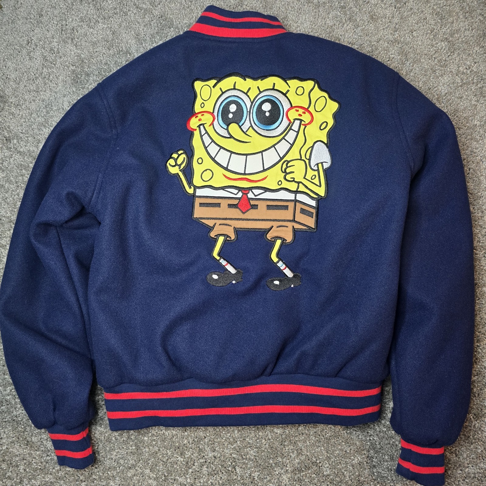 SpongeBob x Aeropostale Faux Wool Bomber Jacket Size XS Check Description
