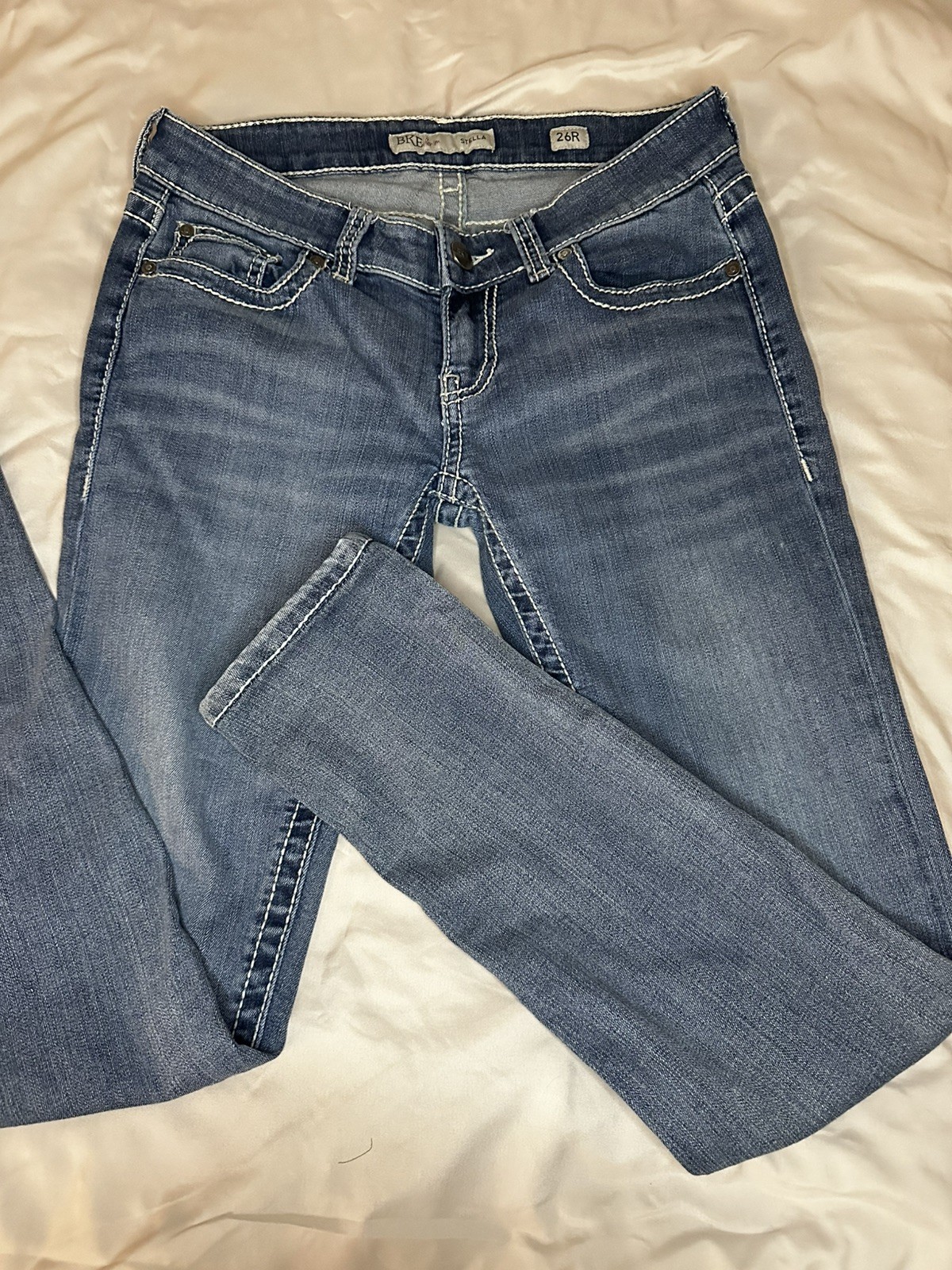 Y2K BKE Denim Stella Jeans Sz 26R Blue Cotton Stretch Low Rise Straight Leg