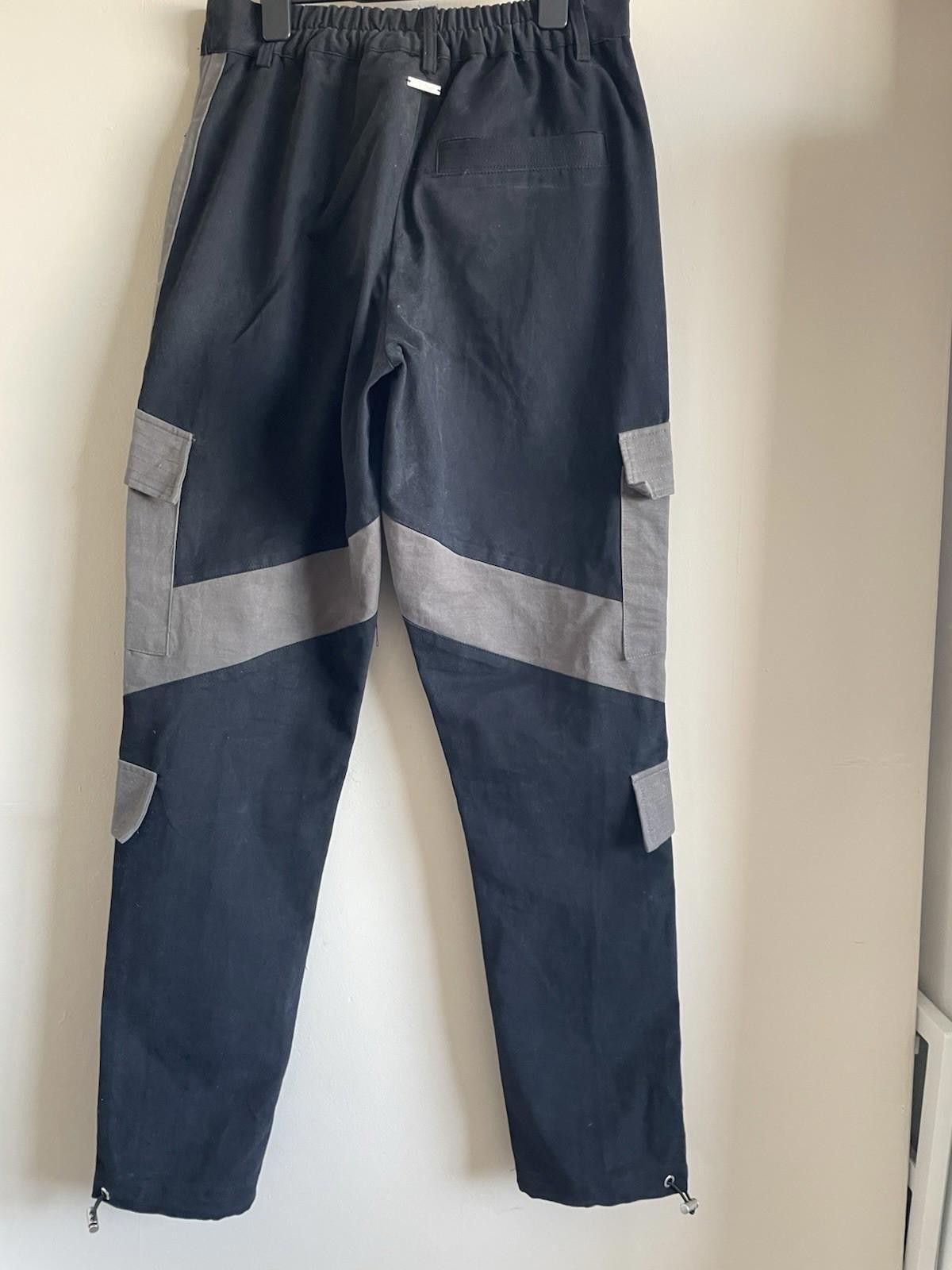 The Couture Club Panelled Cargo Pants Trousers – Black/Grey S