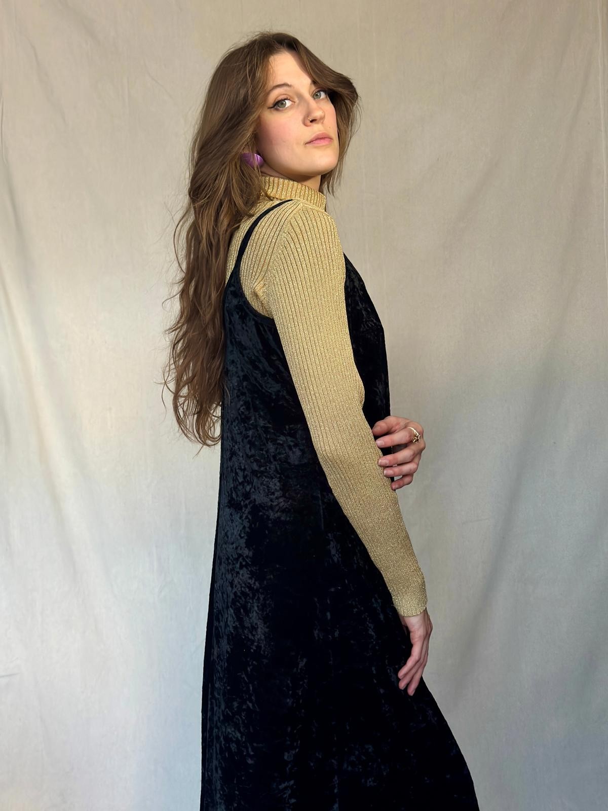 90s Strappy Crushed Velvet Maxi Dress