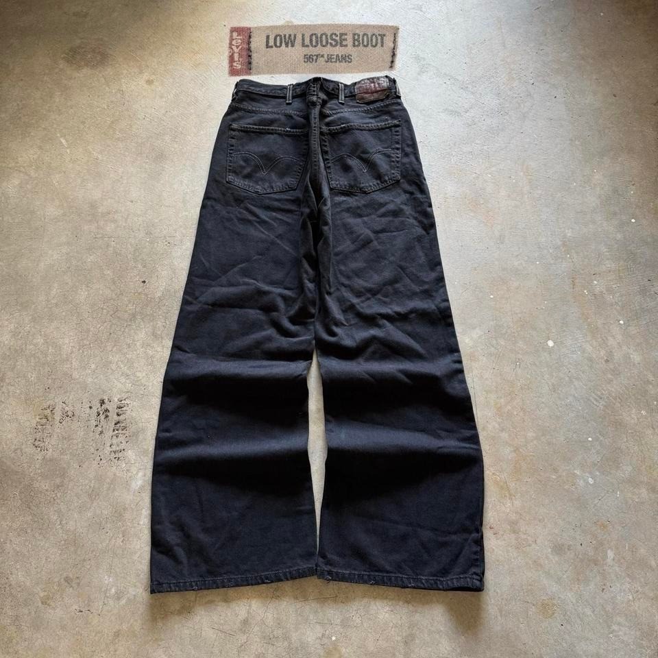 Vintage Levi’s 567 Low Loose Bootcut Baggy Black Denim Jeans 38×32