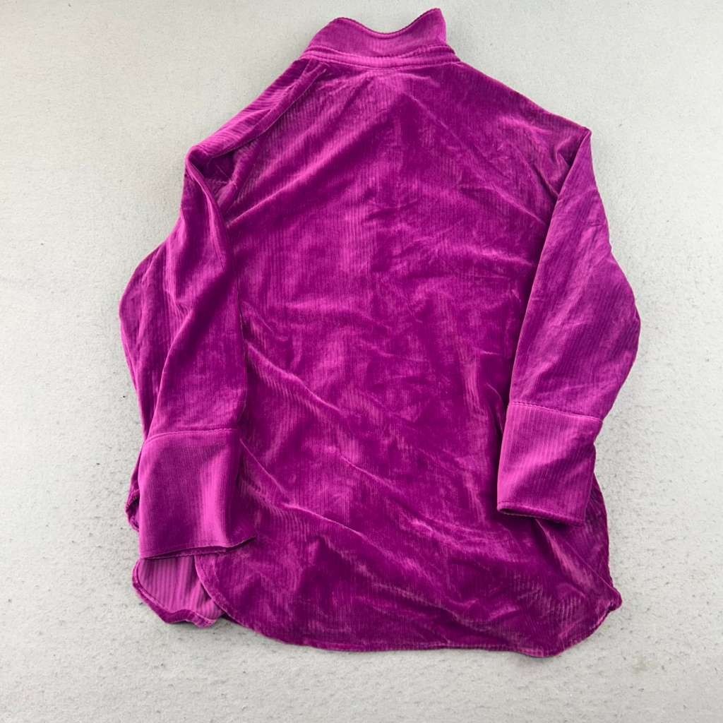 Hunter & Brown Shirt Womens Medium Purple Velvet Button Up Long Sleeves Top NWT