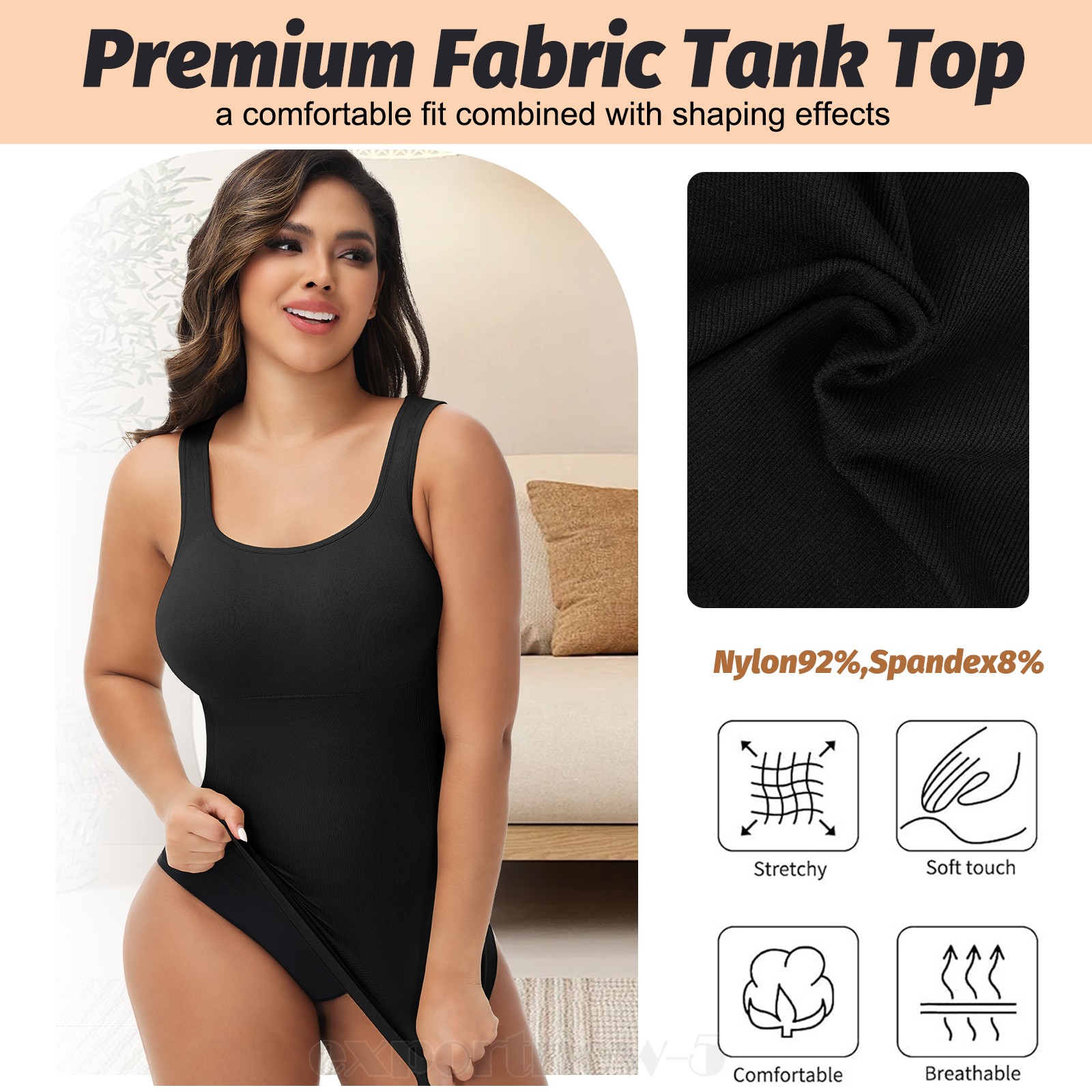Shapewear Tops with Tummy Control Shapewear Tanks Square Neck Compression Tank