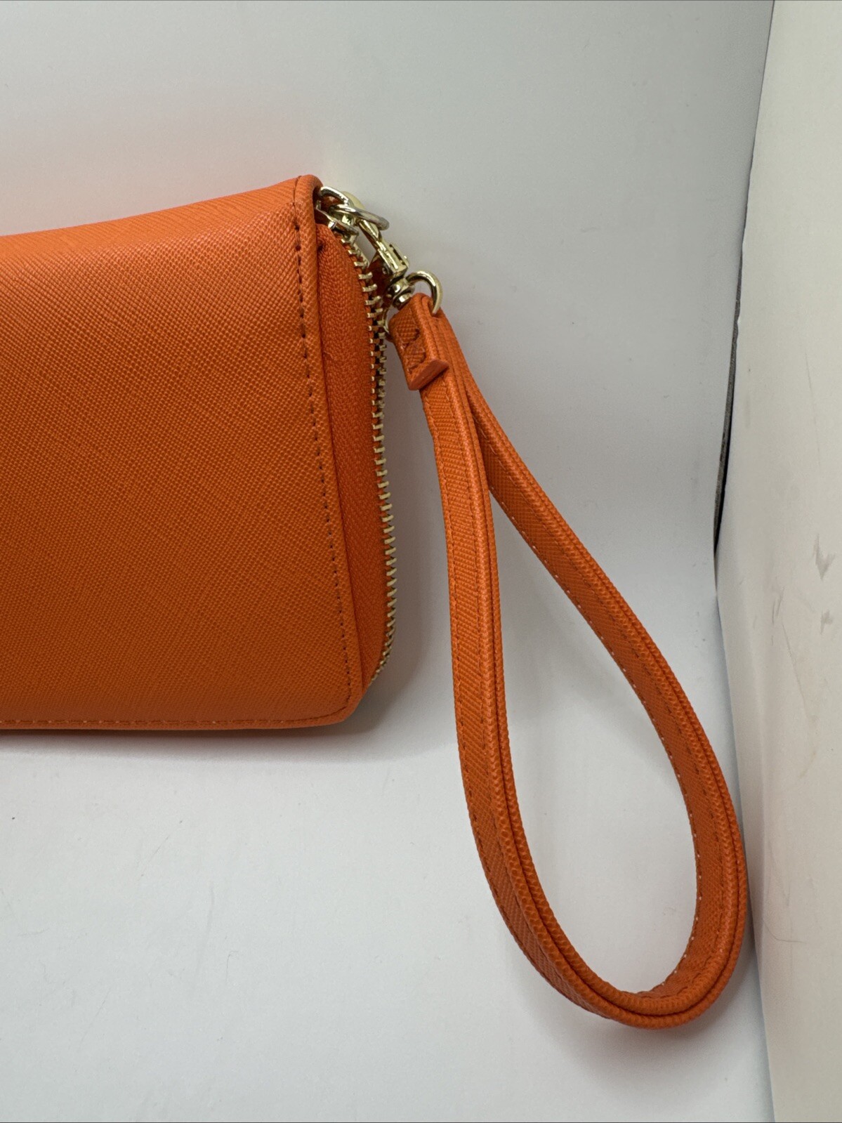 Orange Betsey Johnson Zipper Wallet Wrist Strap Bow Accent