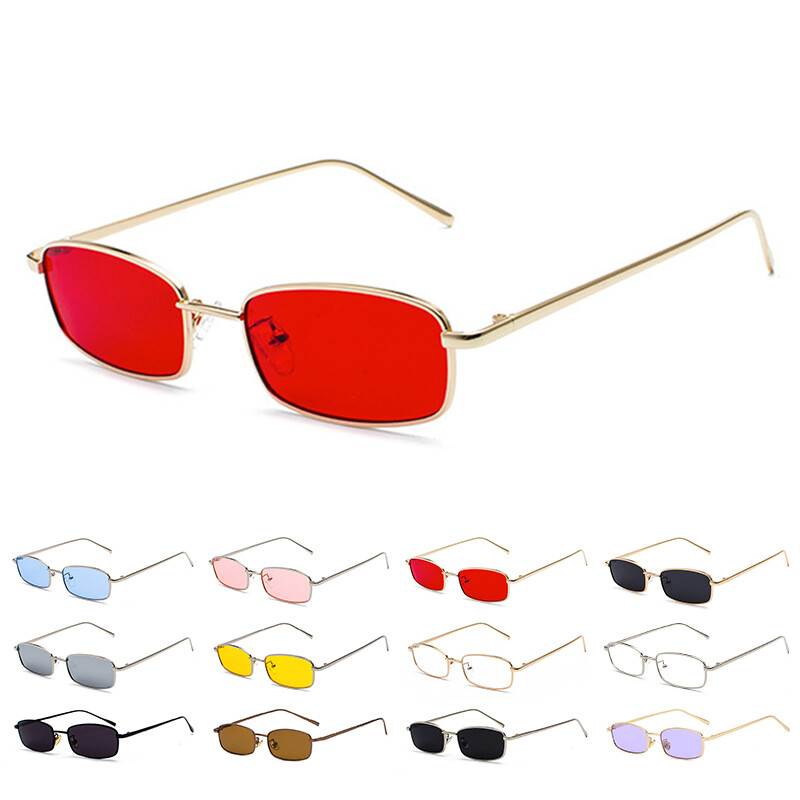 Retro Small Square Sunglasses Men Women Metal Frame Rectangle Sunglasses Eyewear