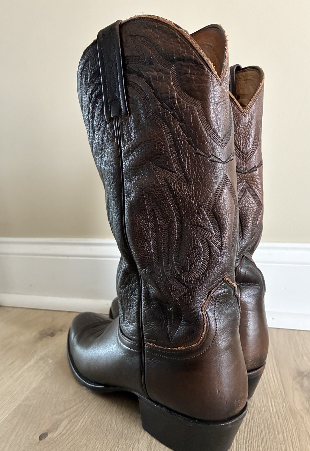 Lucchese Cowboy Boots 2000 Lone Star Calfskin Men’s 11 B T3099R4 Walnut Brown