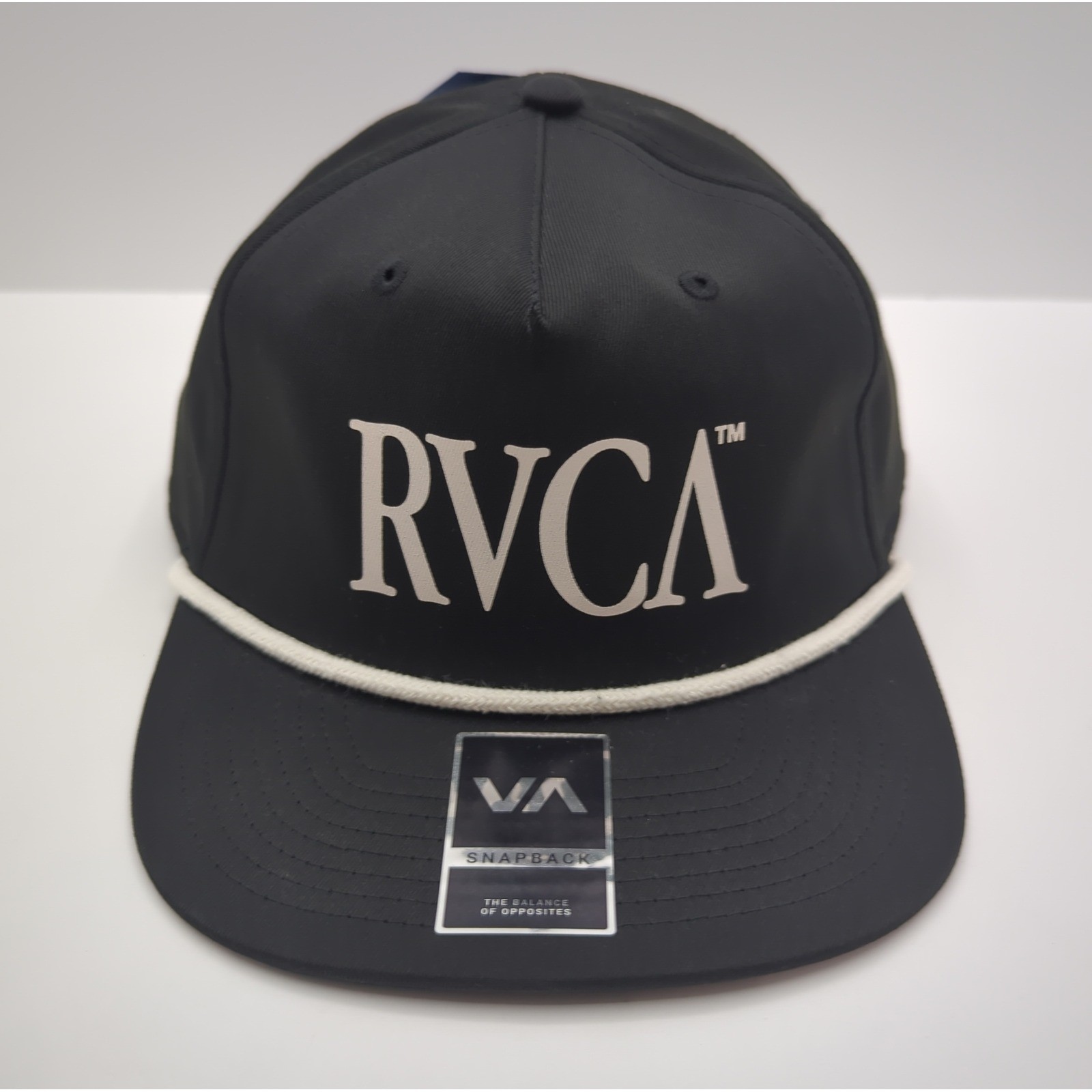 RVCA Off Grid Snapback Hat Black Rope Detail Flat Brim Cap 3D5512609 NEW