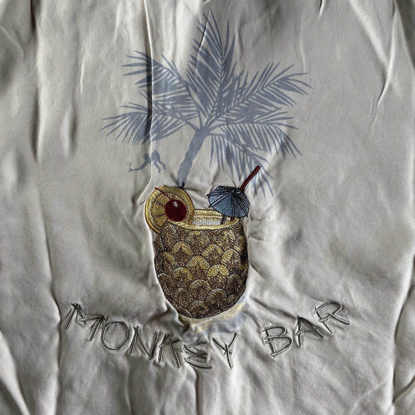 Tori Richard Shirt Mens Large Embroidered Monkey Bar Pineapple Vacation Silk