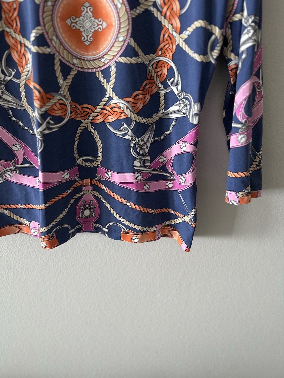 J.McLaughlin Signature Catalina Cloth Equestrian Rope Belt Shirt Royal Blue Smal