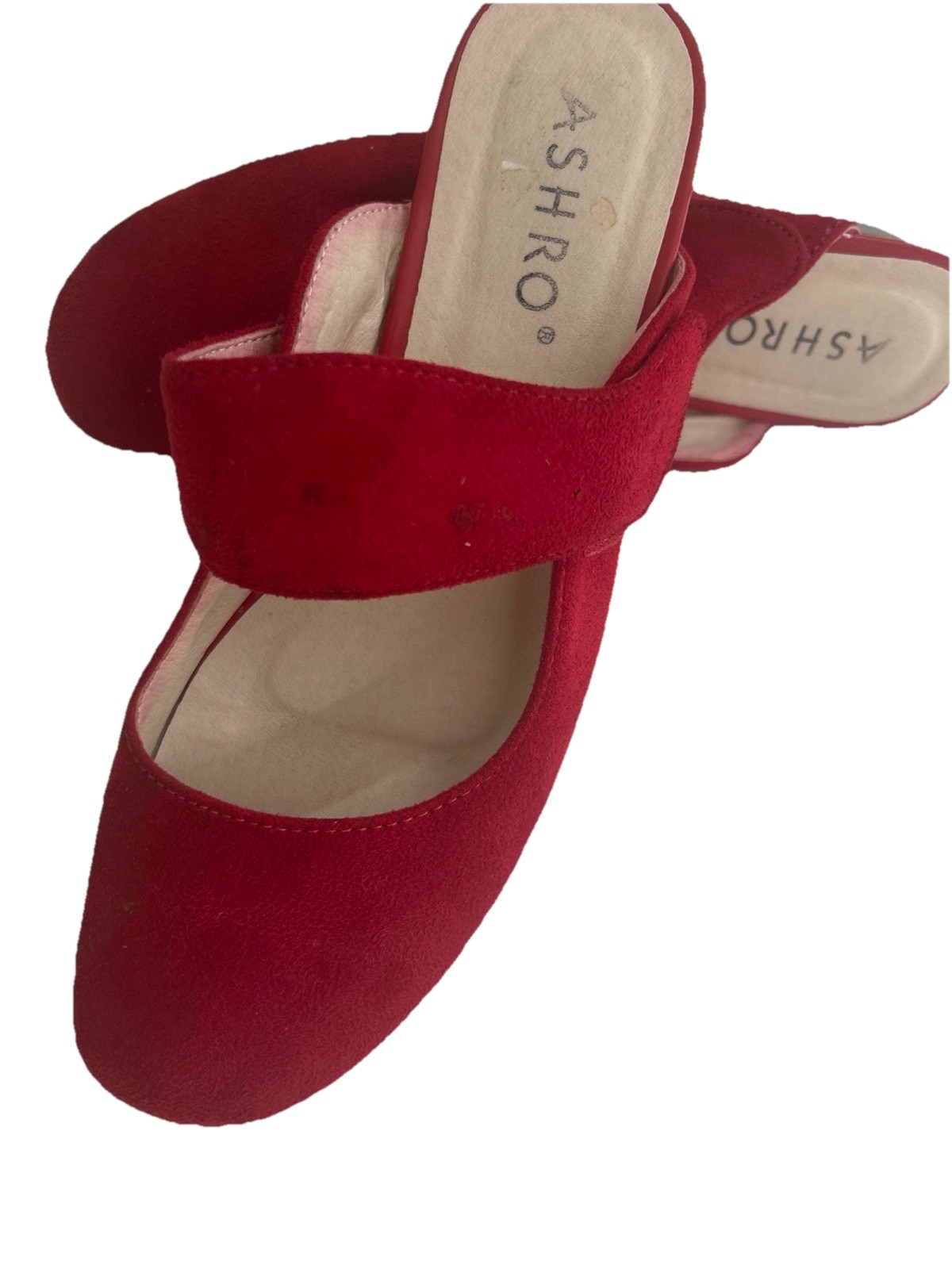 Red Suede Mules Ashro Fits 7.5 M Adjustable Strap