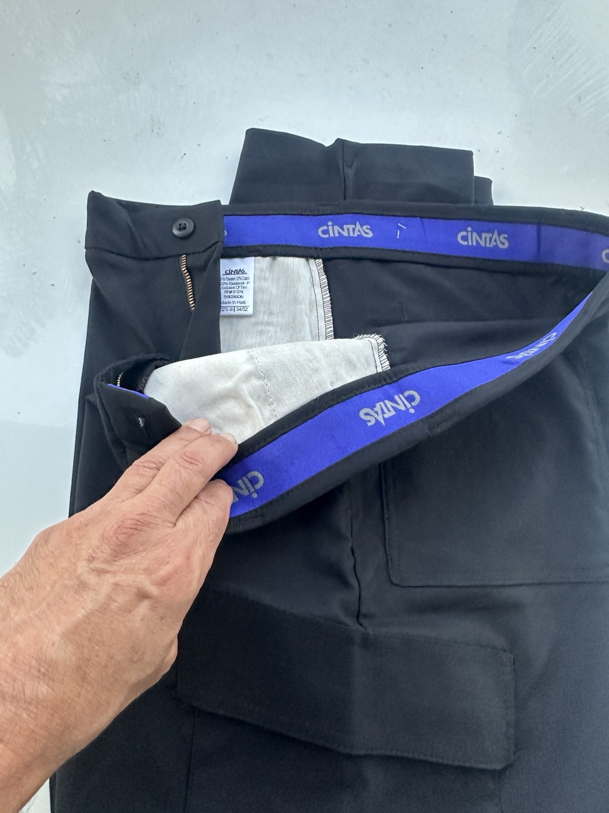 Lot Of 2 Cintas Comfort Flex PRO Cargo Work Pants Size 40×30 Black #23270-35