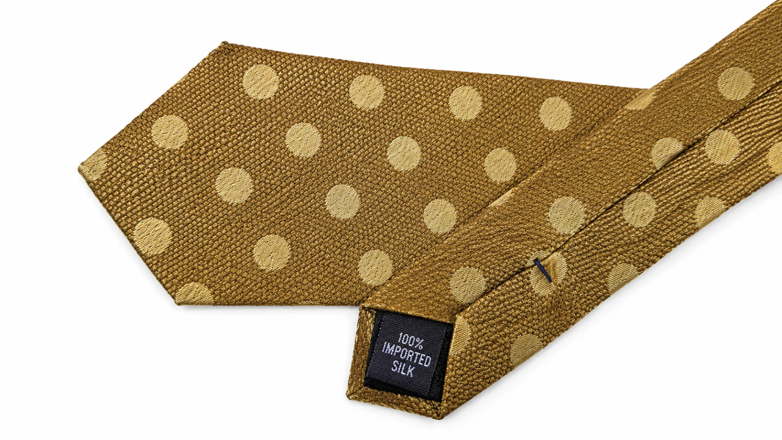 Villa Bugatt Gold Polka Dot Silk Tie Made USA 3.5″ Wide Y2K Vintage