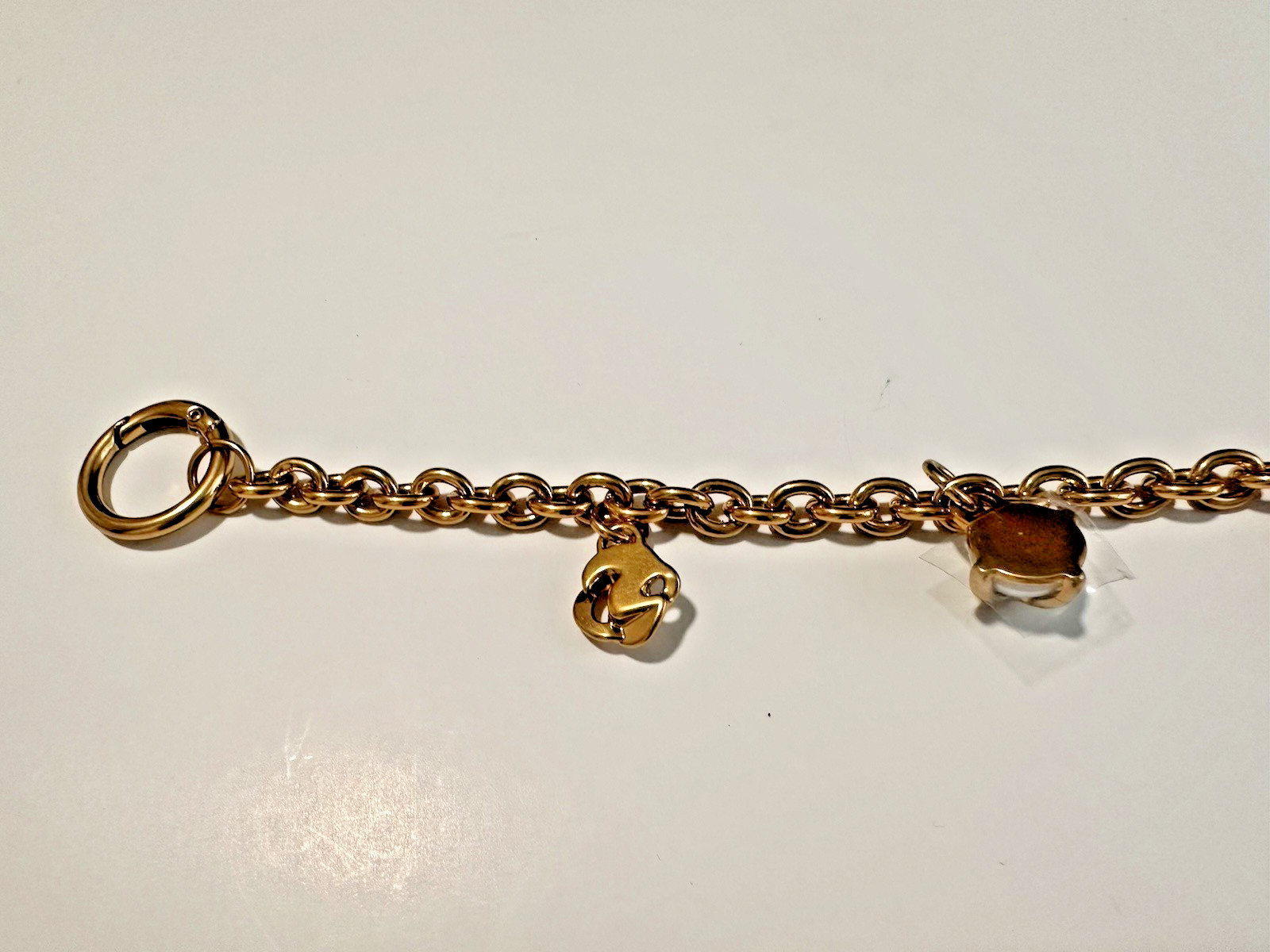 @@ NEW Ted Baker London Logo Gold Brass HandBag Purse Charm Chain Pearl Lock Bow