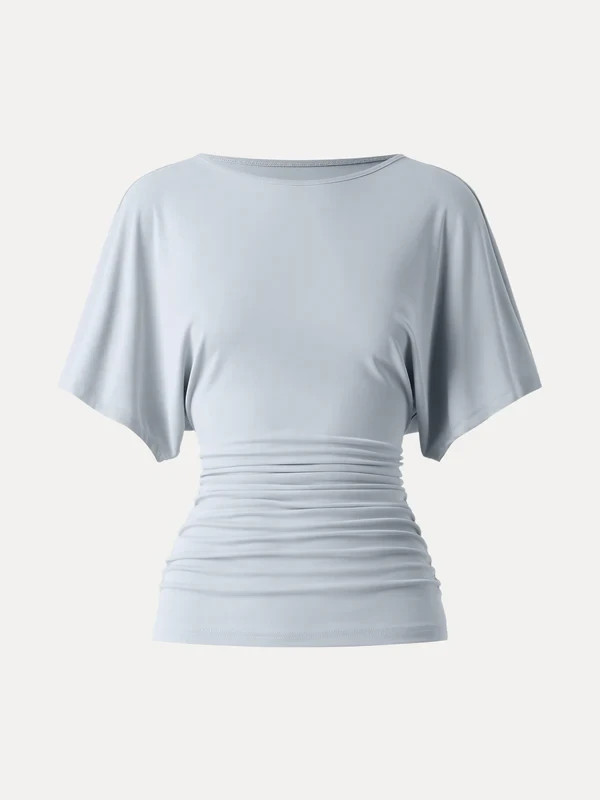 OGL Effortless Boatneck Batwing Sleeve Side Ruched Top