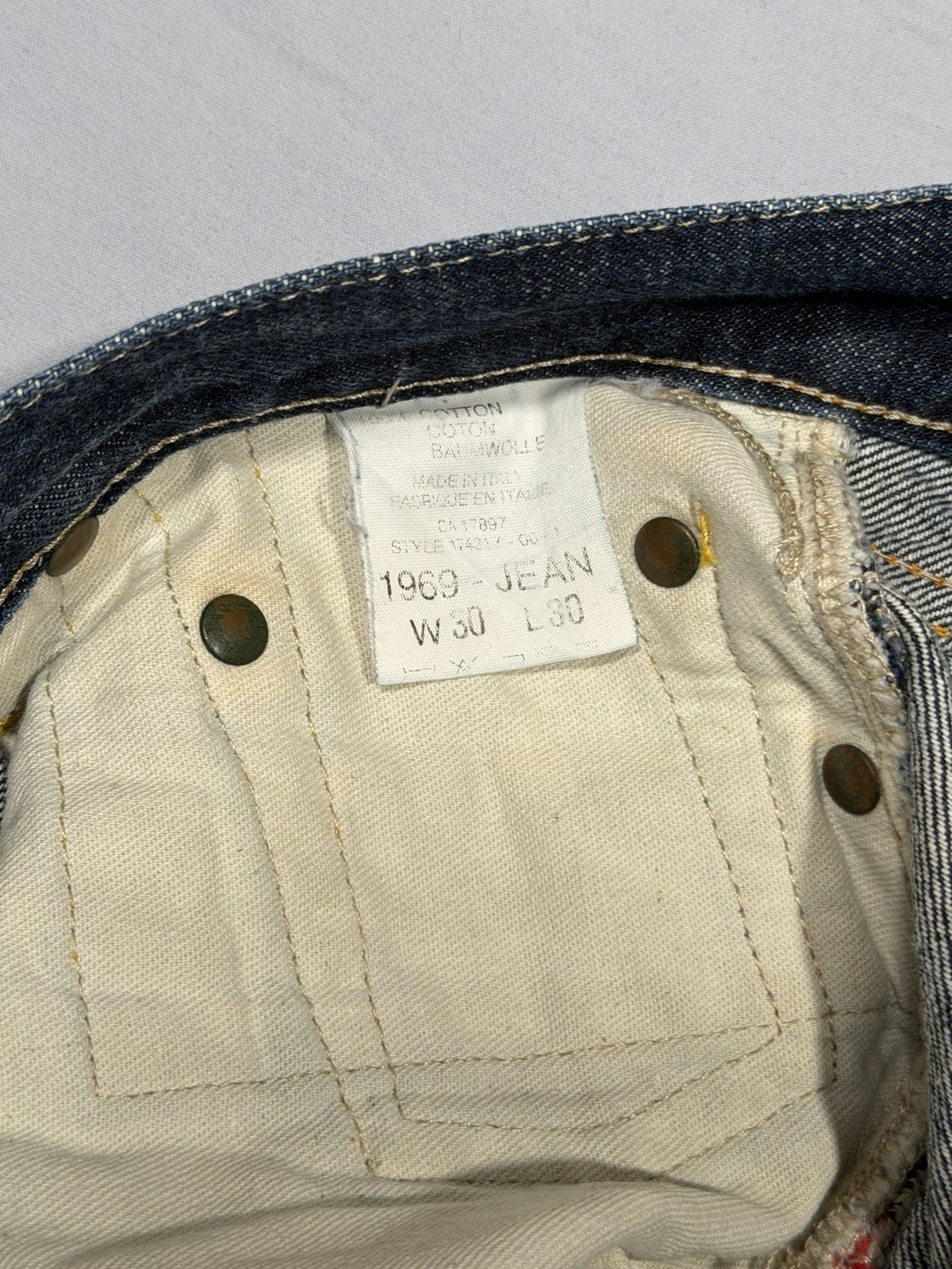 Gap 1969 Selvedge Jeans Men 30×30, Denim Blue, Button Fly, Made in Italy