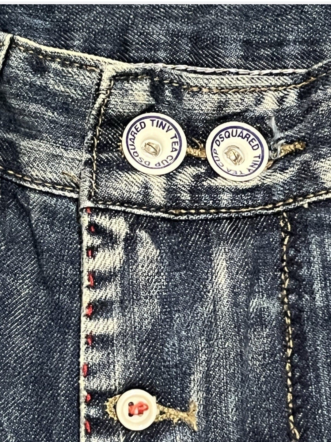 Archival DSQUARED2 SS2008 “Sweet Dungarees” Tea For Two Distressed Jeans IT 46