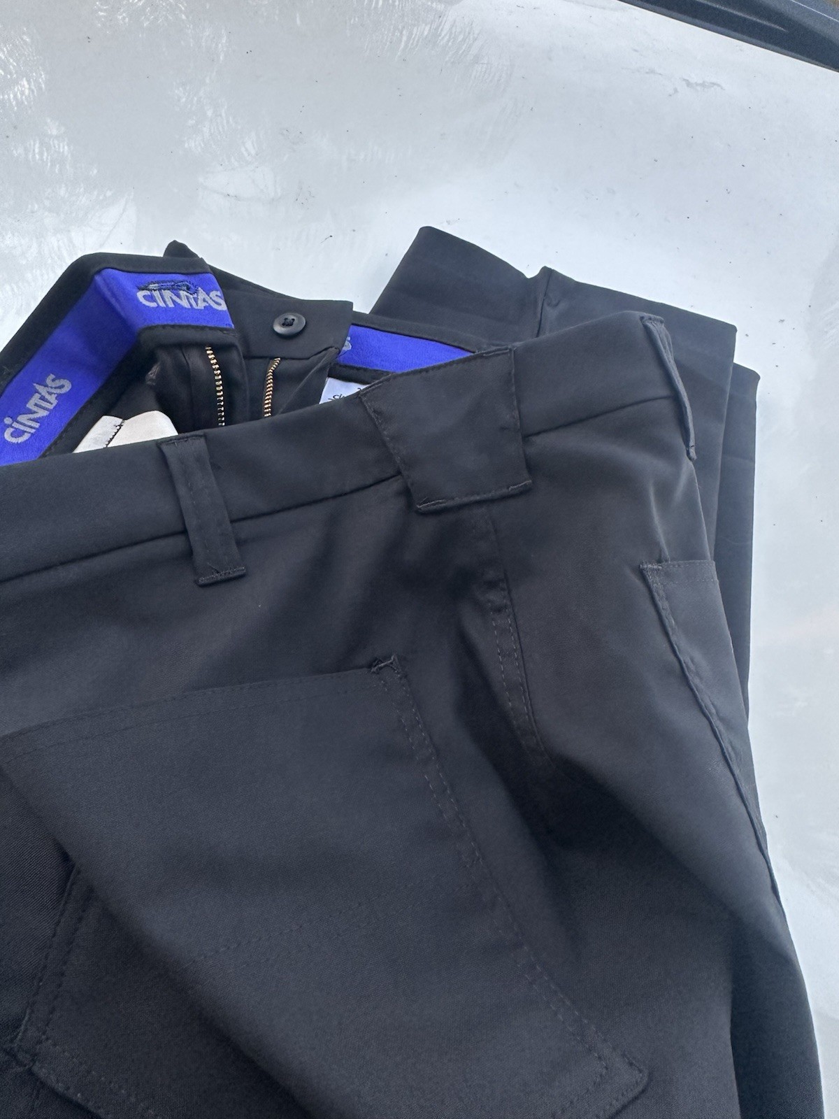Lot Of 2 Cintas Comfort Flex PRO Cargo Work Pants Size 40×30 Black #23270-35