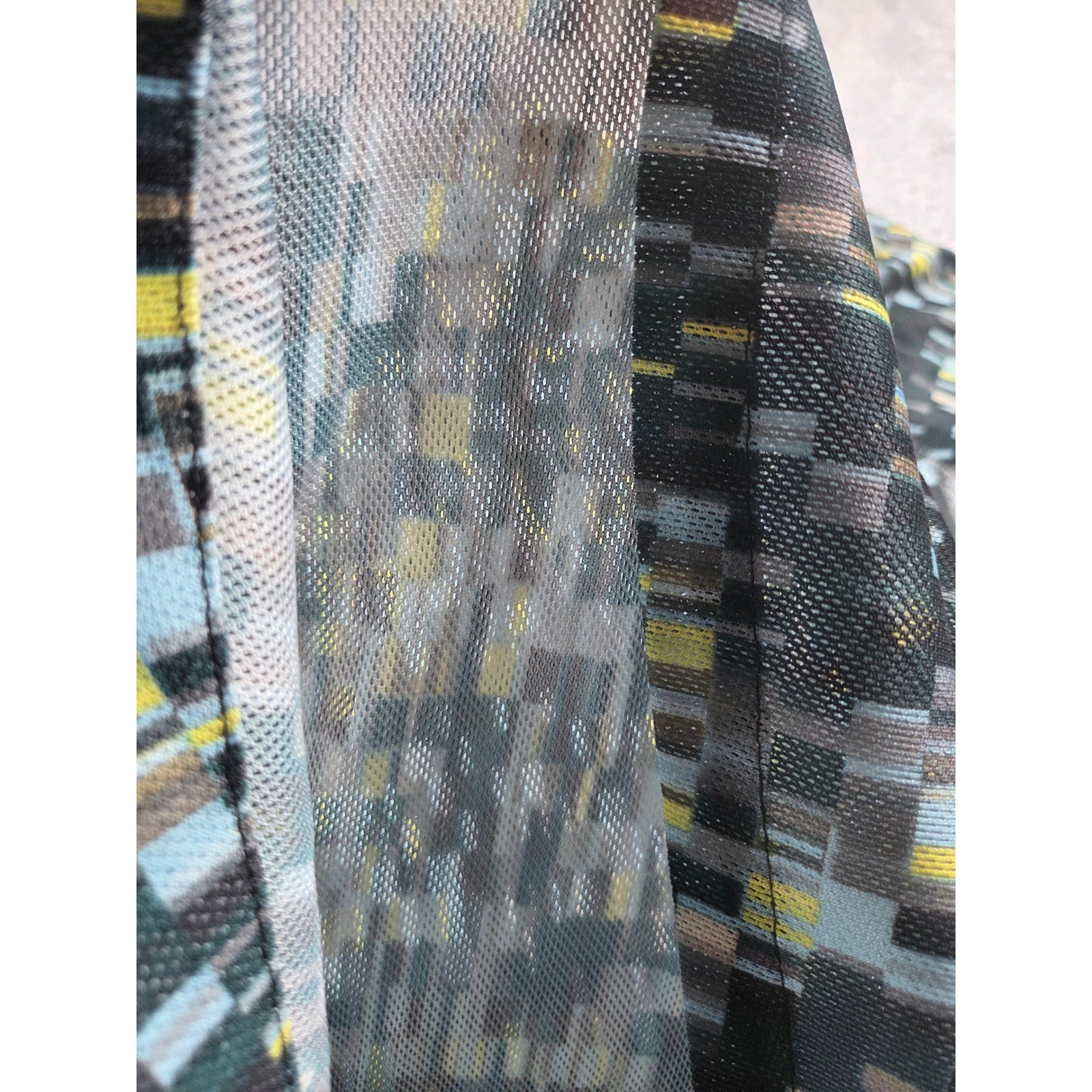 Kenneth Cole New York Mens Large Geometric Digital Print Mesh Shirt Short Sleeve