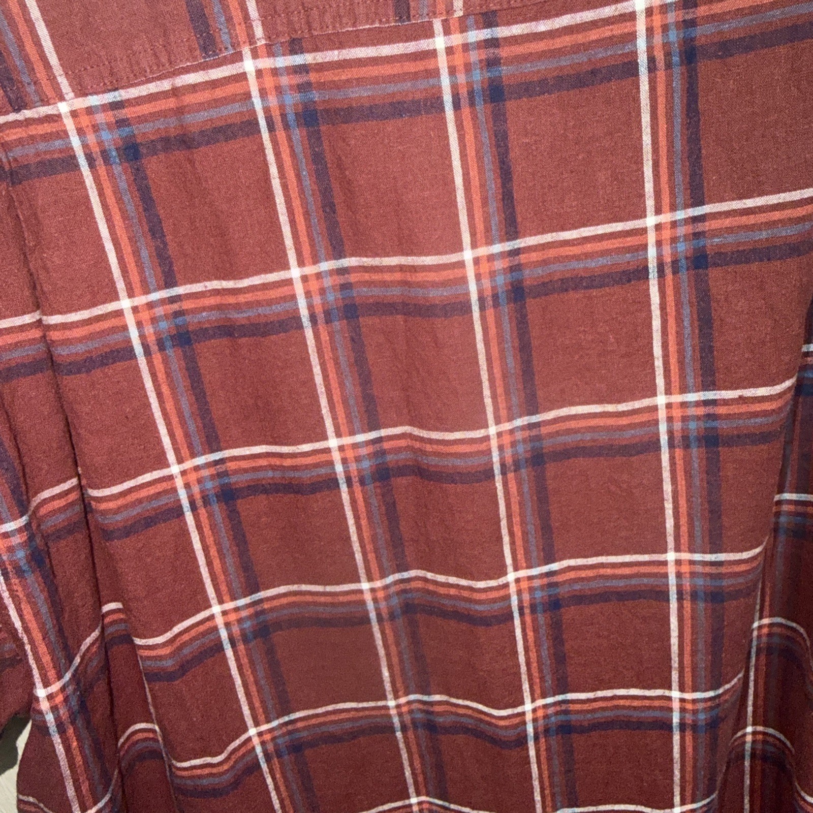 Duluth Trading Co Shirt Hemp Blend 2XL Maroon Plaid Button Down Casual Workwear