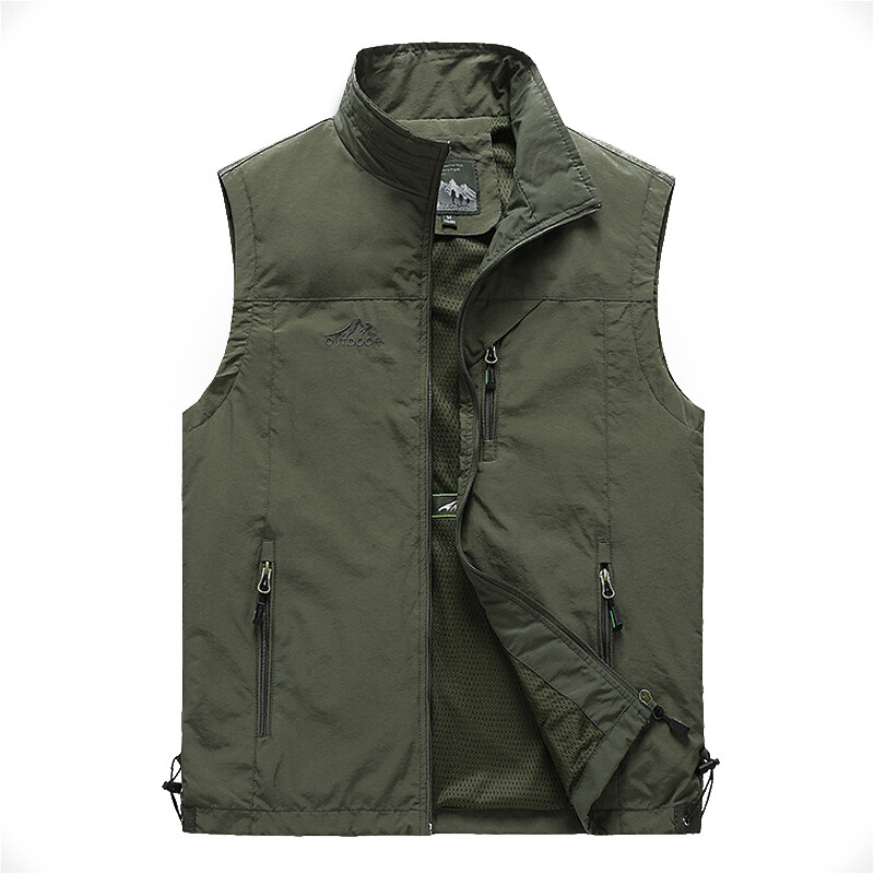 Mens With Pockets Zipper Vest Casual Waistcoat Sleeveless Sport Tops Mesh Lining