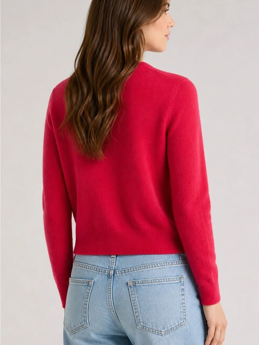 NEW, Nordstrom Cashmere Crewneck Cardigan in Red Sz S #S7570