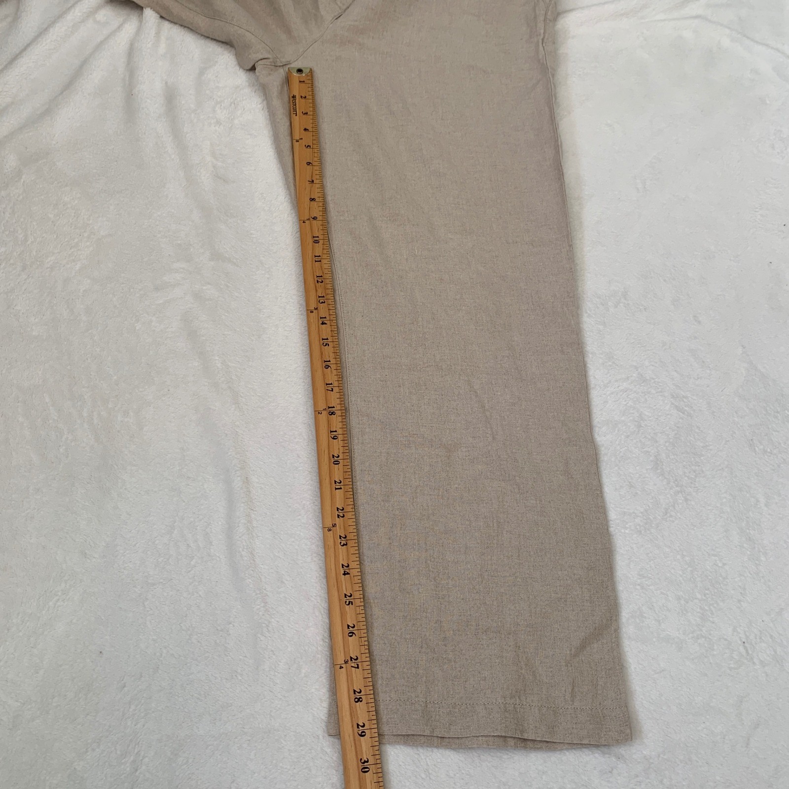 L.L. Bean Classic Fit 100% Linen Pants Beige Tan Womens 18 Reg