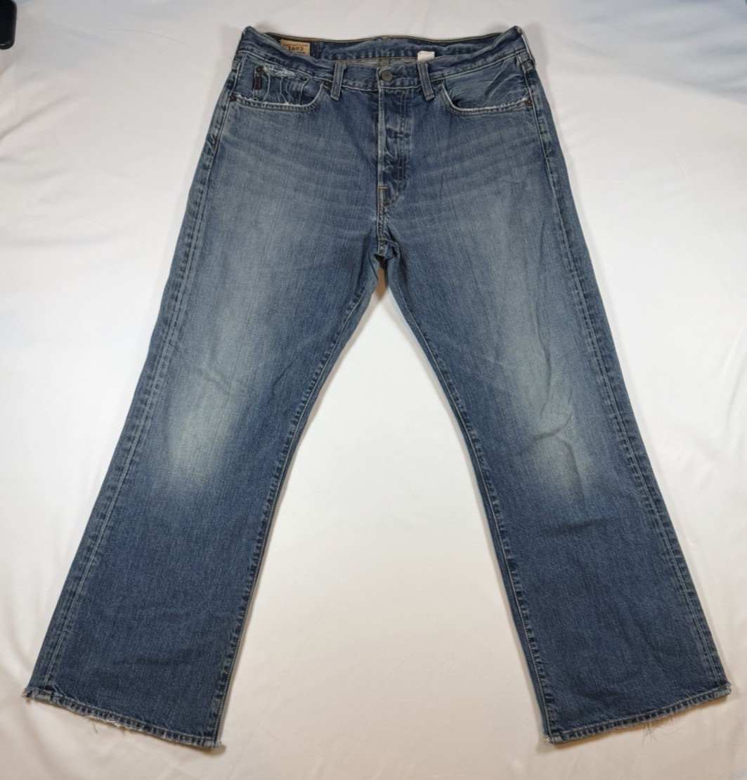 Mens 33×29 Boot Abercombie Fitch Y2K Relaxed Jeans Fade Distressed Western Rodeo