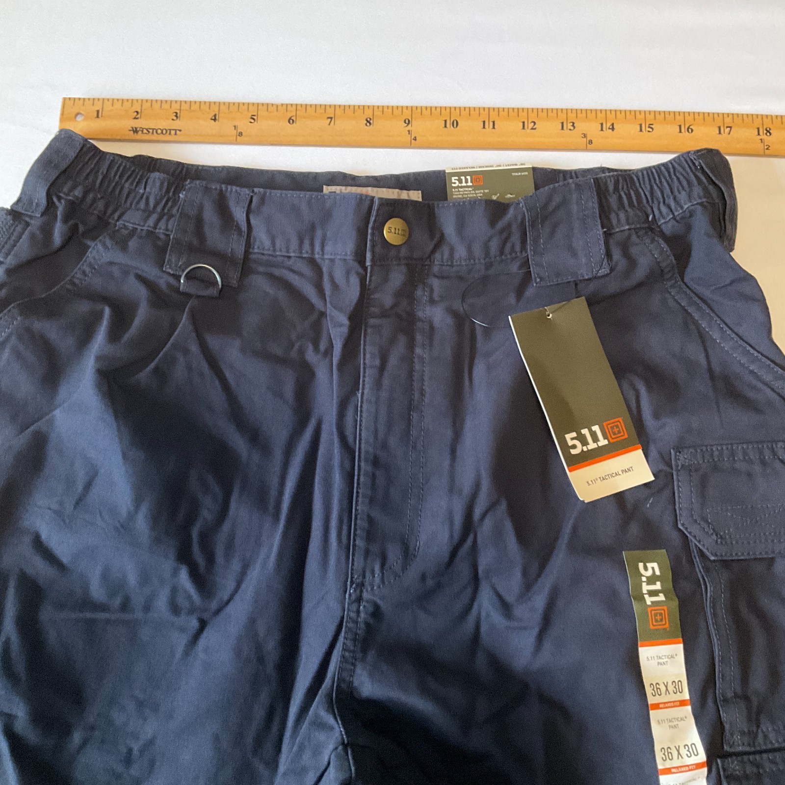 5 11 Tactical Pants Men Size W36 L30 Blue Pockets Adjustable Waist Relaxed 74251