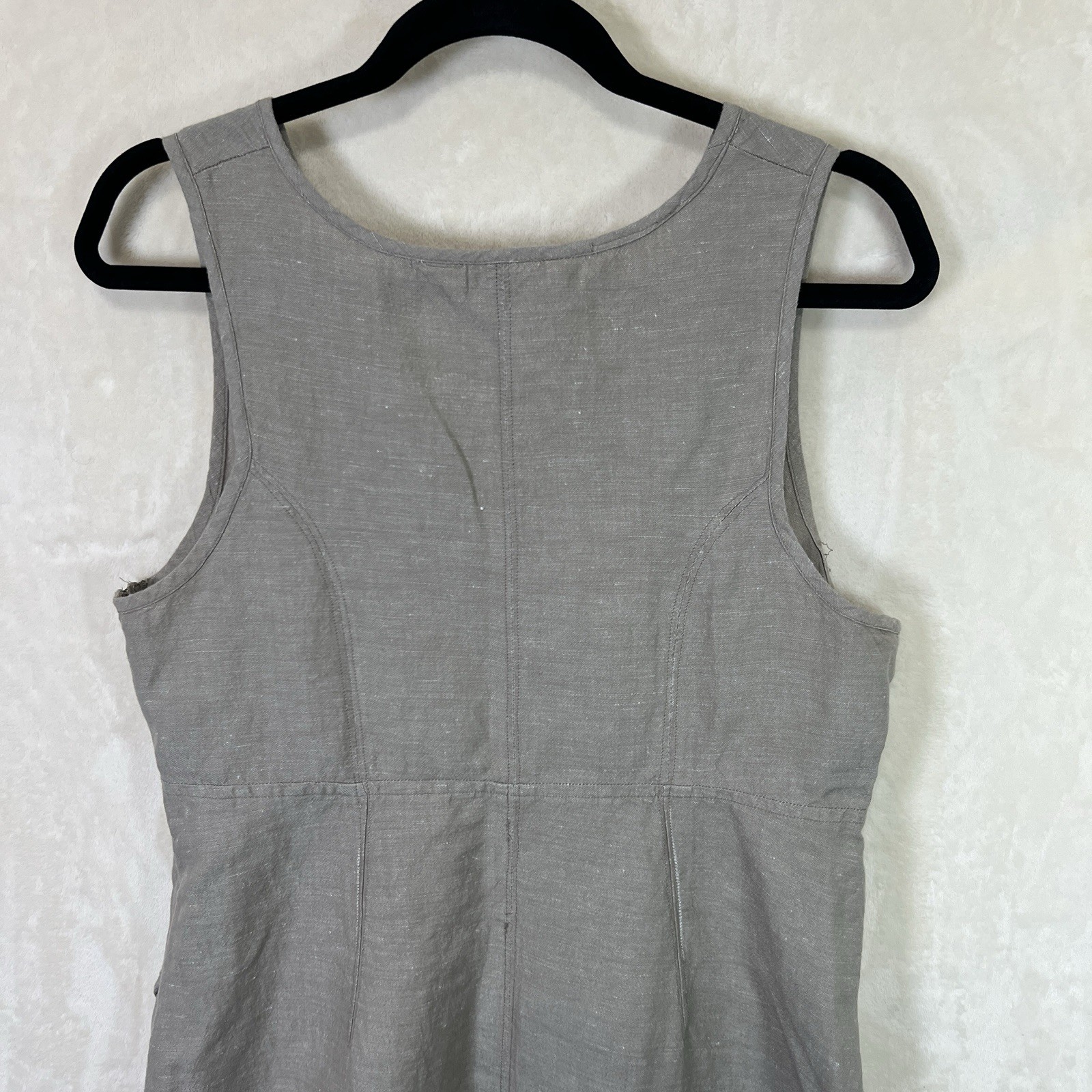 Freedom Trail By Kyodan Linen Blend Sundress Women L Beige Pockets Preppy Beach