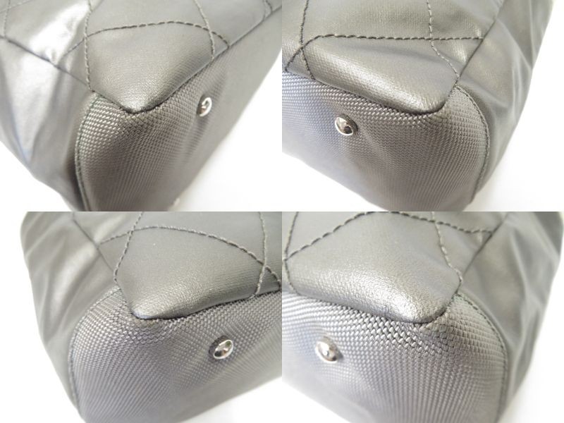 Authentic CHANEL Paris Biarritz MM Canvas Nylon Tote Hand Shoulder Bag I#53924