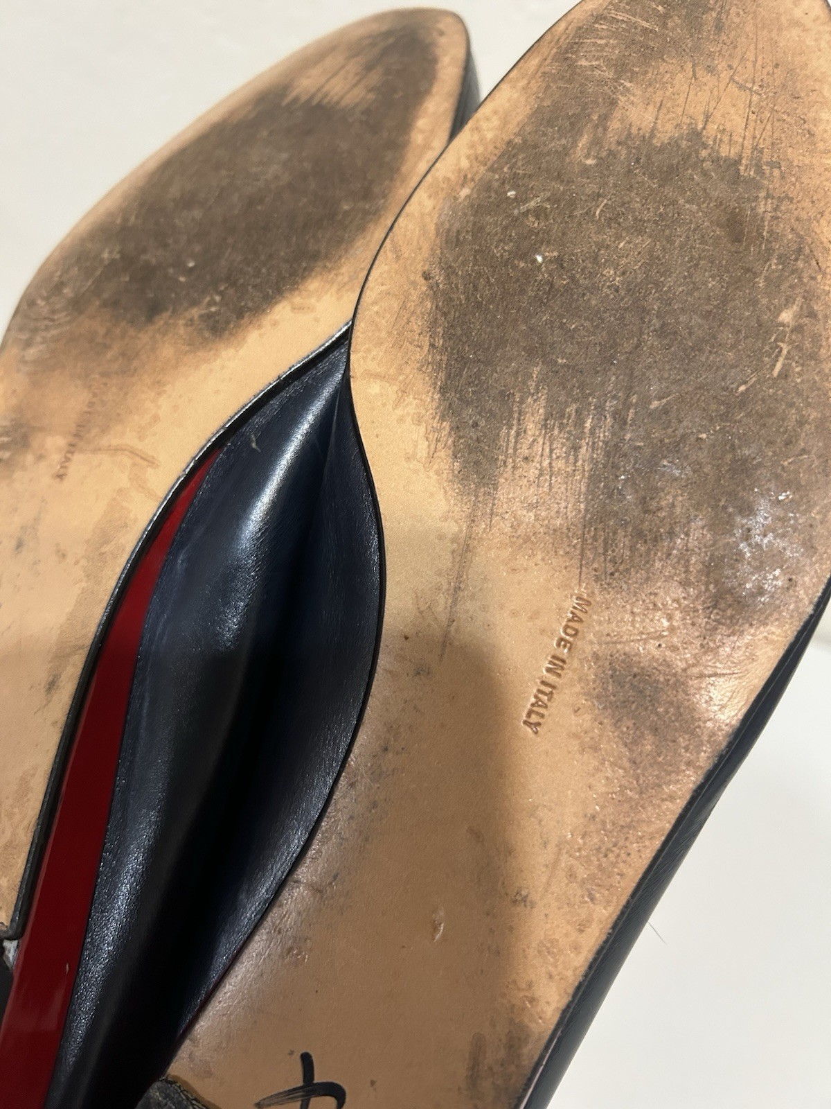 Salvatore Ferragamo Navy/Red Leather Ballet Flats Almond Toe Slip-On AAA 11