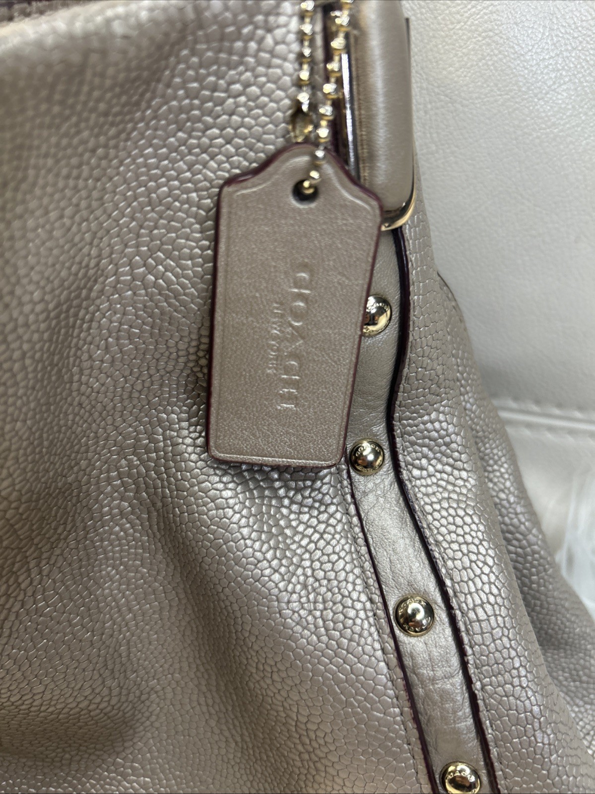 Coach Bag F35211 Phoebe Madison Studded Caviar Ret$495. Metallic Neutrals