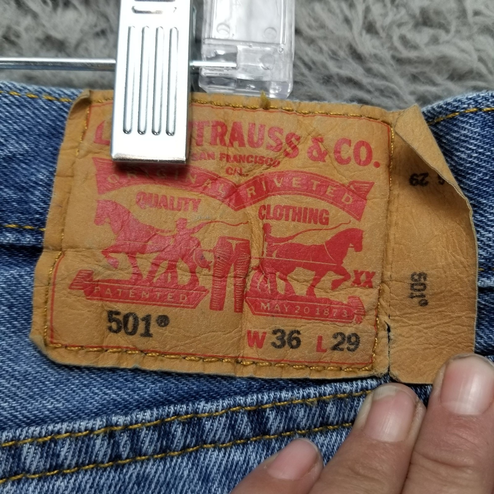 Levis Jeans Mens 36×29 Blue 501 Cotton Denim Button Fly Straight *Read*