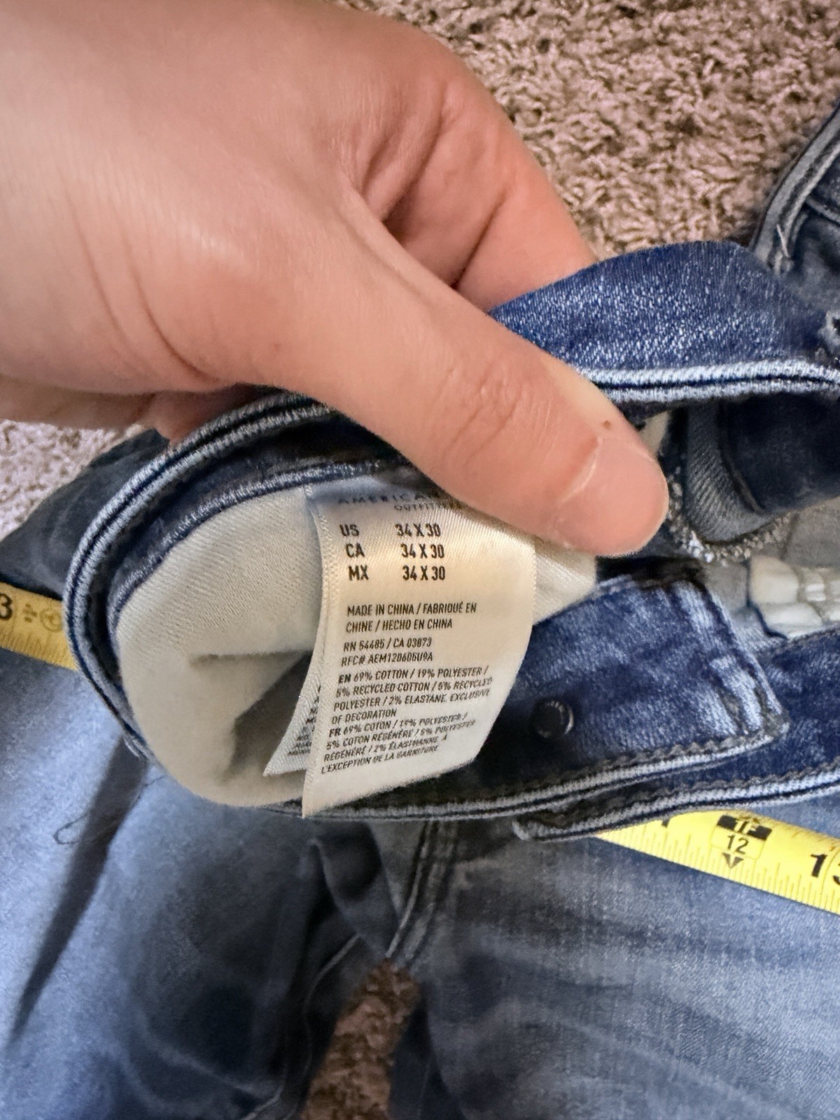 American Eagle AirFlex+ Stretch Skinny Jeans Blue Light Wash 5-Pocket Denim