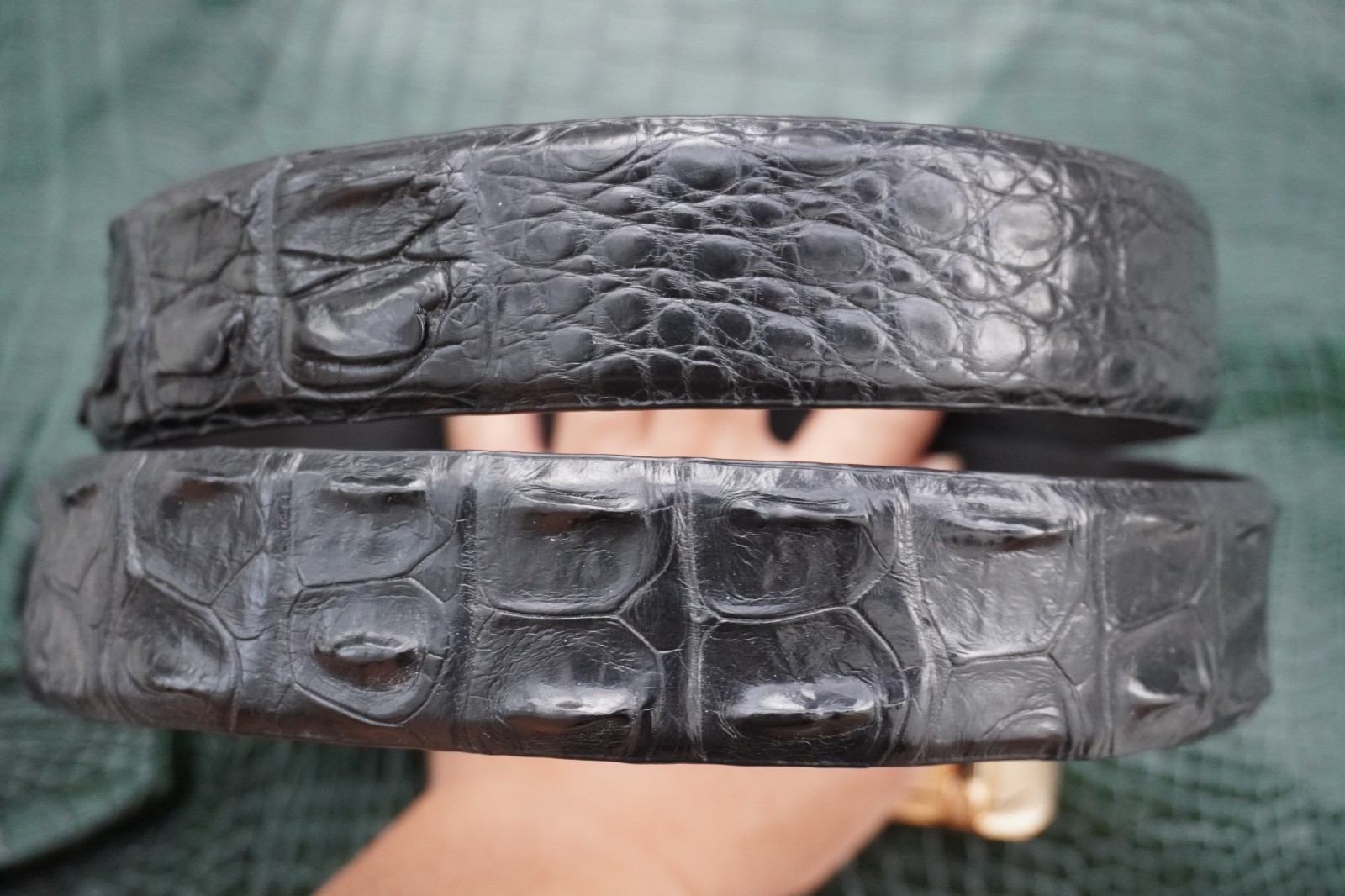 Black Genuine CROCODILE Hornback LEATHER Skin Men’s Belt -W 1.3 inch # T60