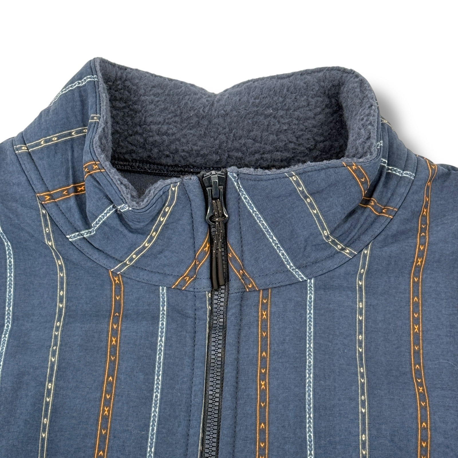 Prana Hurricane FZ Fleece Zip Up Jacket Mens Size XL Blue Stormy Night Geo Print