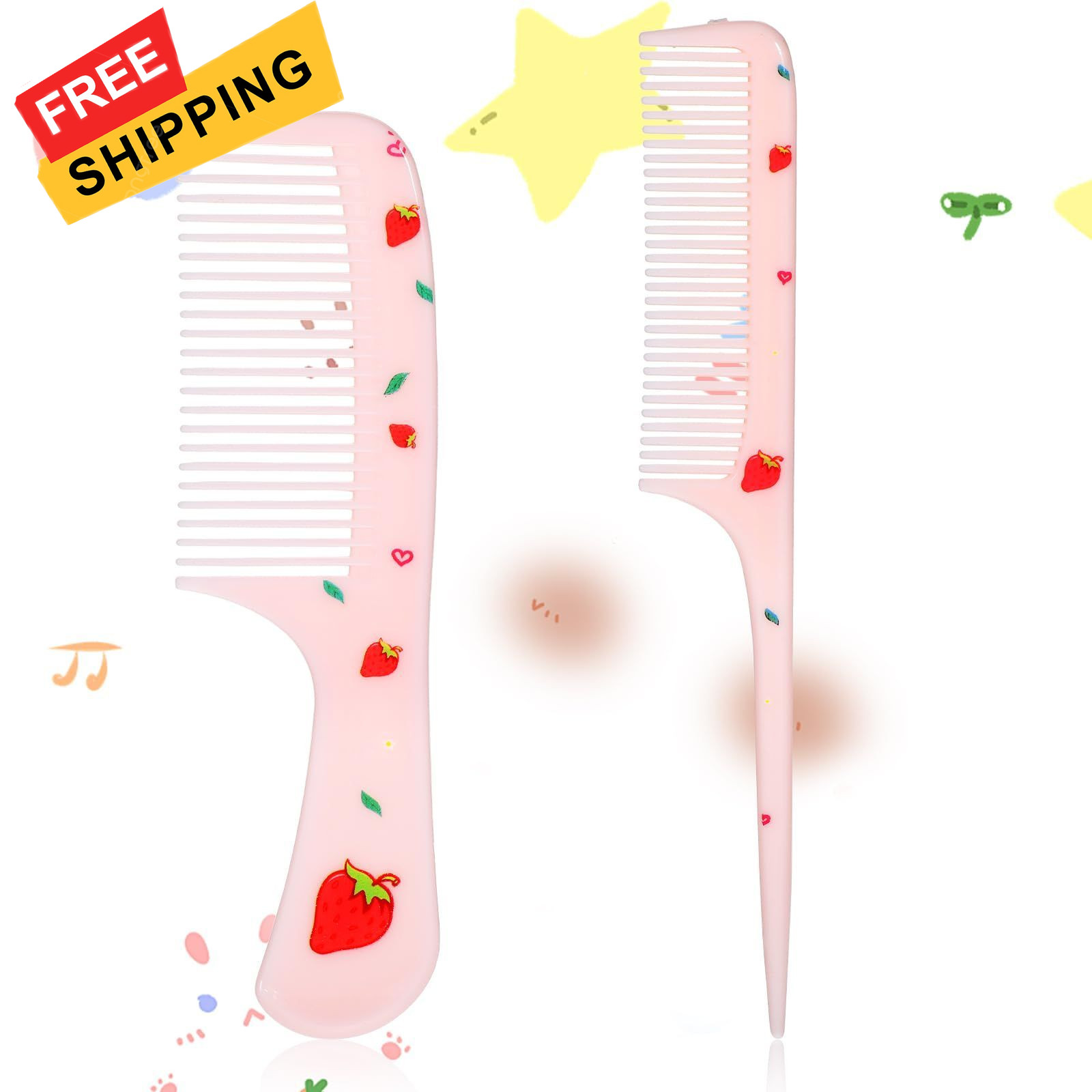 Baby Comb Set, Small Cute Fine Tooth Toddler & 4×14cm, 2×15.5cm, Pink