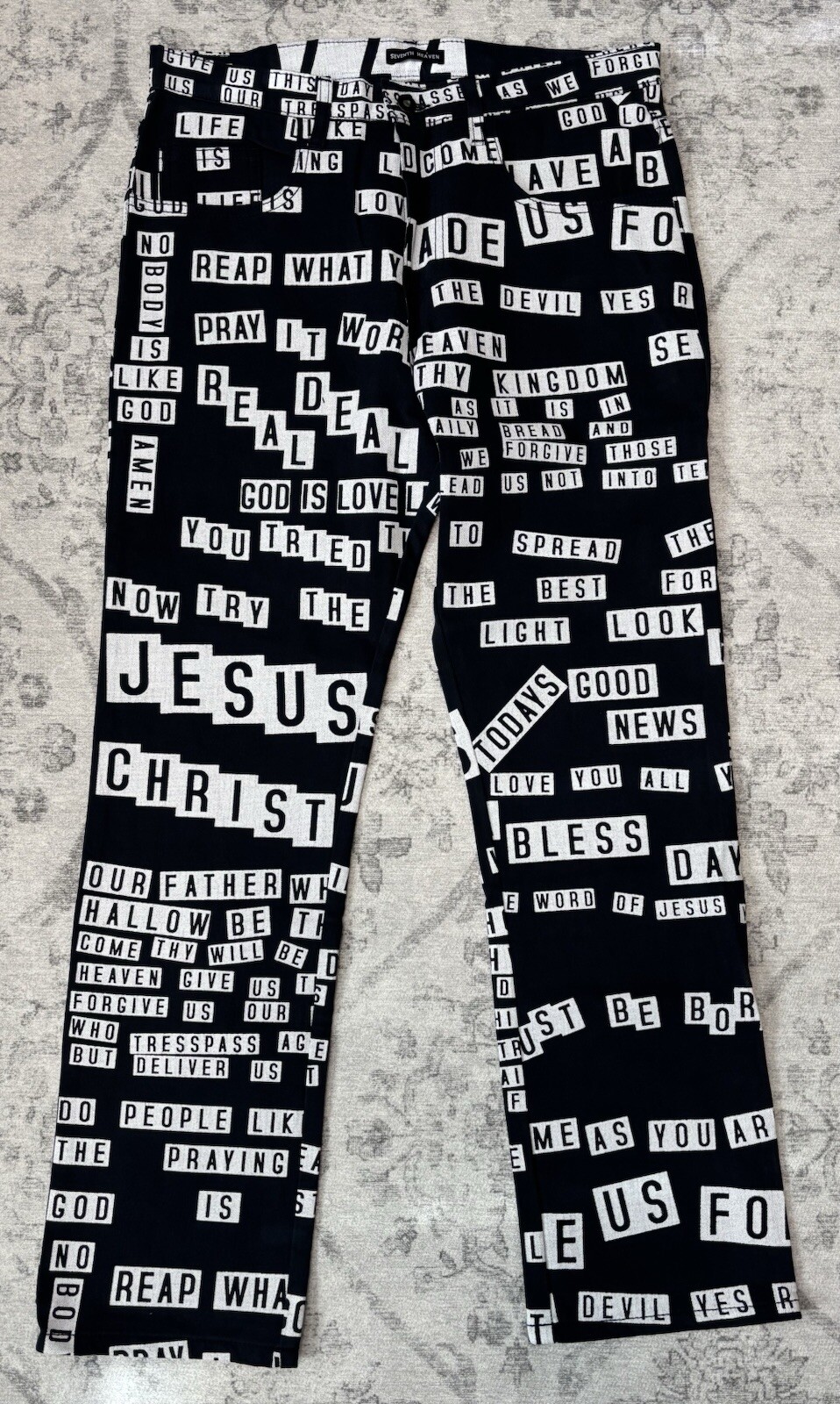 Sz M Seventh Heaven Dark Navy Jesus 777 Pants Mens NWOT