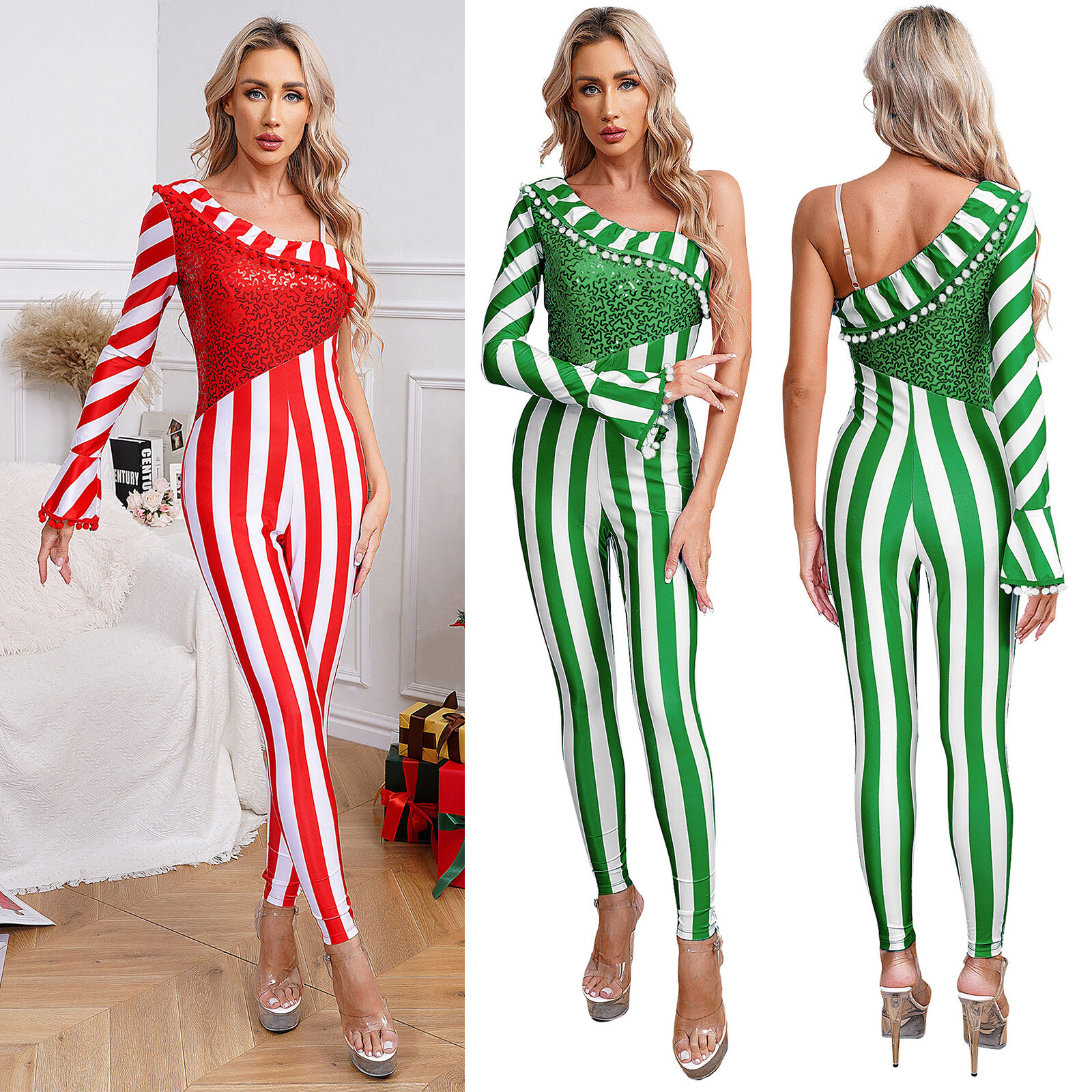 Womens Cosutme Cane Leotard Bodycon Jumpsuit Magician Fancy Dress Halloween