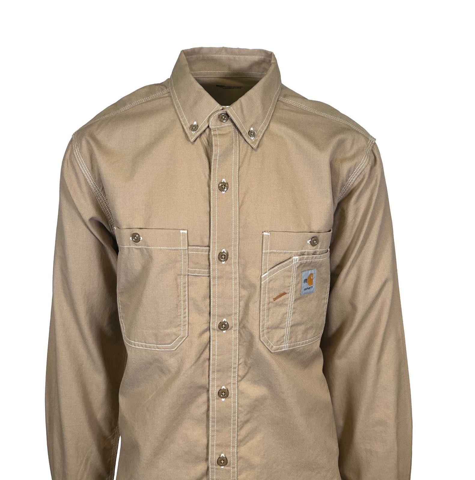 Carhartt FR Men’s Dark Khaki Shirt Flame Resistant Long Sleeve Lightweight (S04)