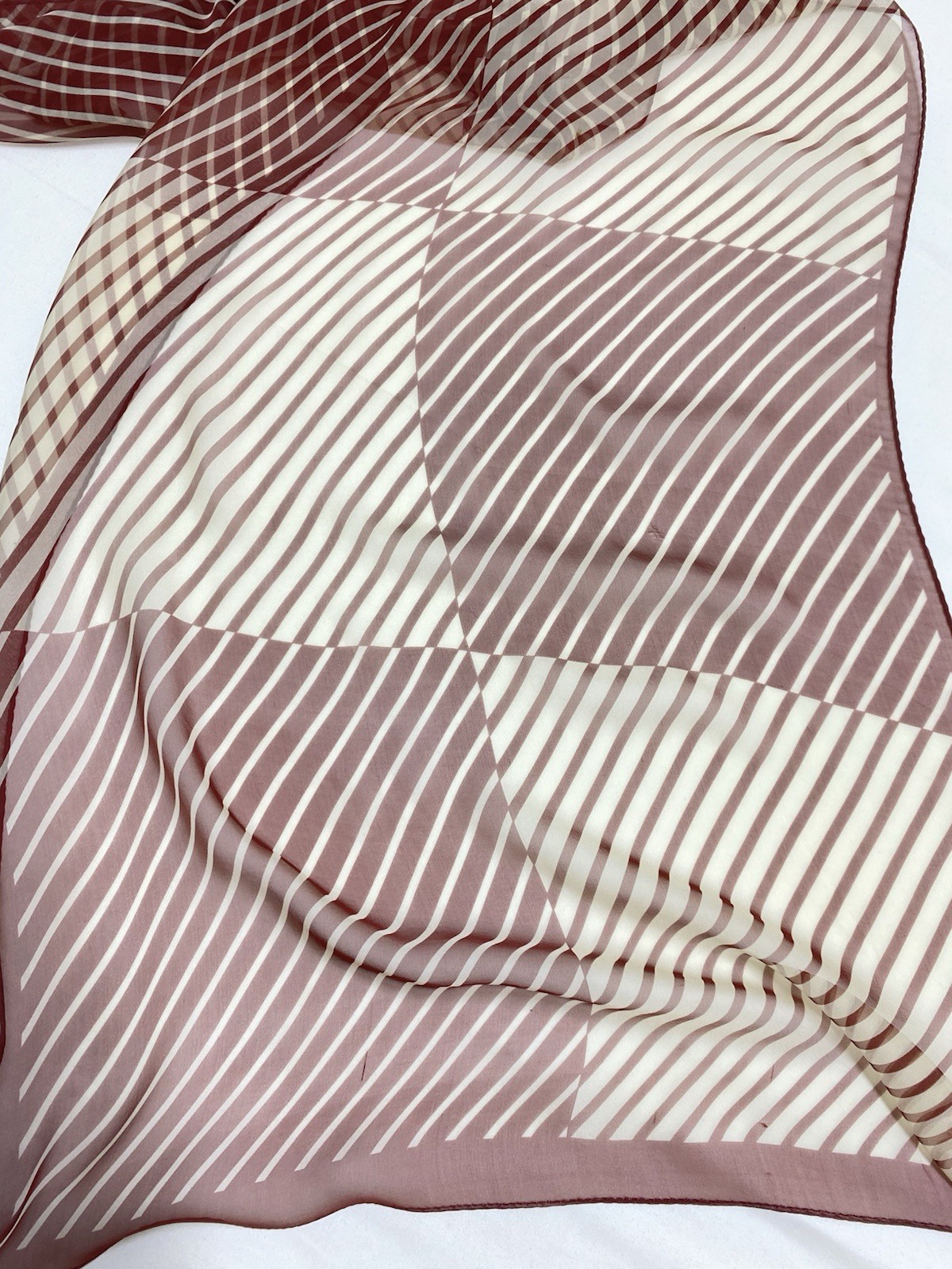 SONIA RYKIEL BROWN STRIPED RECTANGLE SILK WOMEN’S SCARF 62″/ 20″ EX.CON