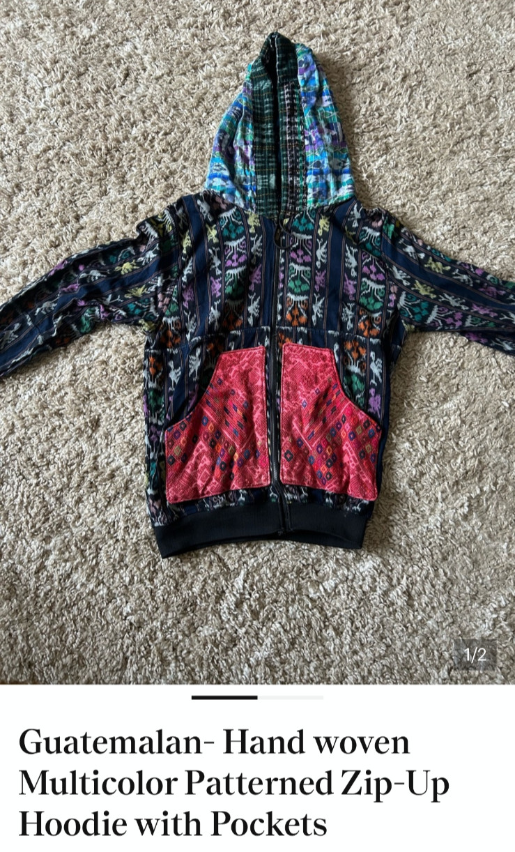Vintage Guatemalan Red And Blue Jacket Hand Woven Embroidered Wool