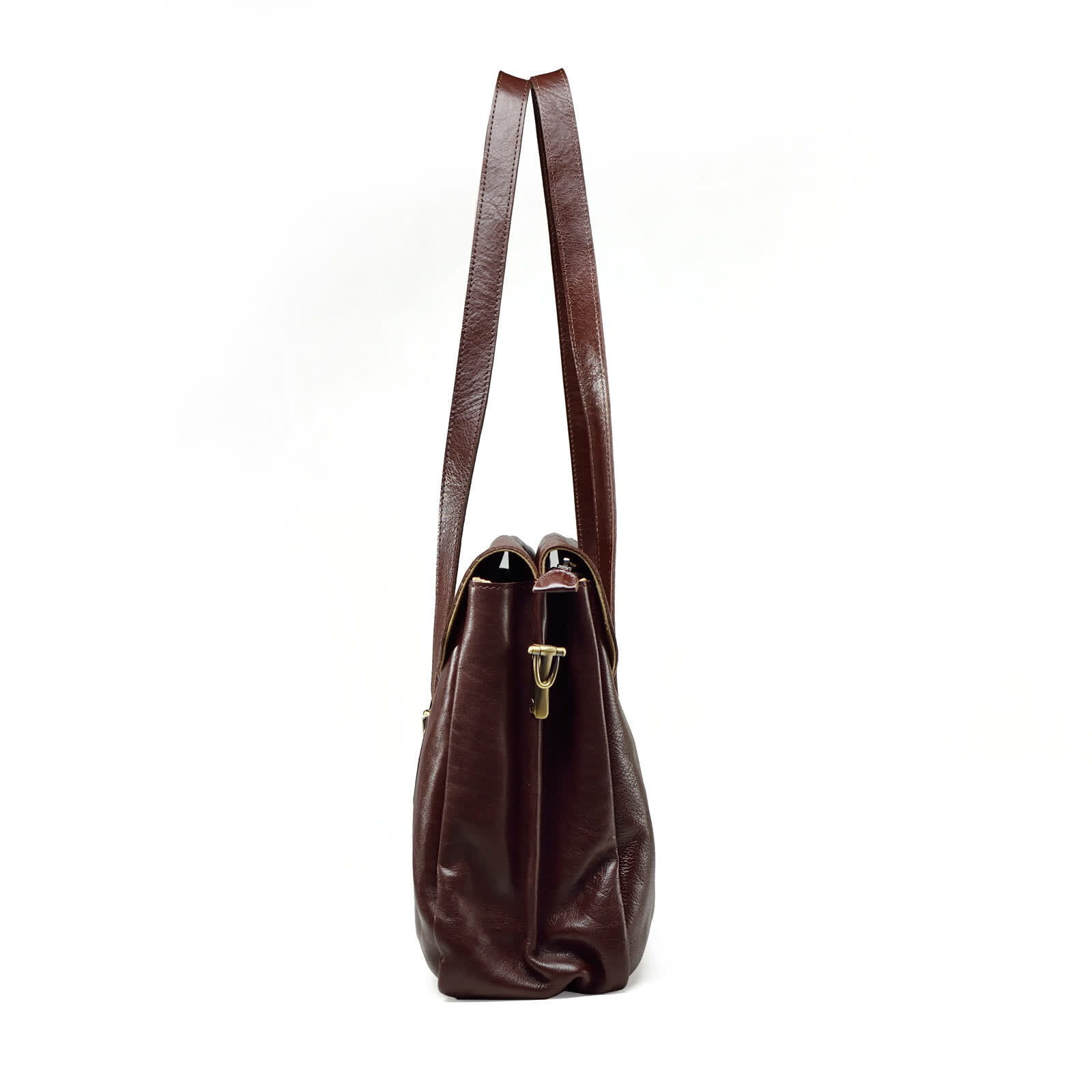 Erivis Brown Women Genuine Leather Briefcase with Adjustable Strap