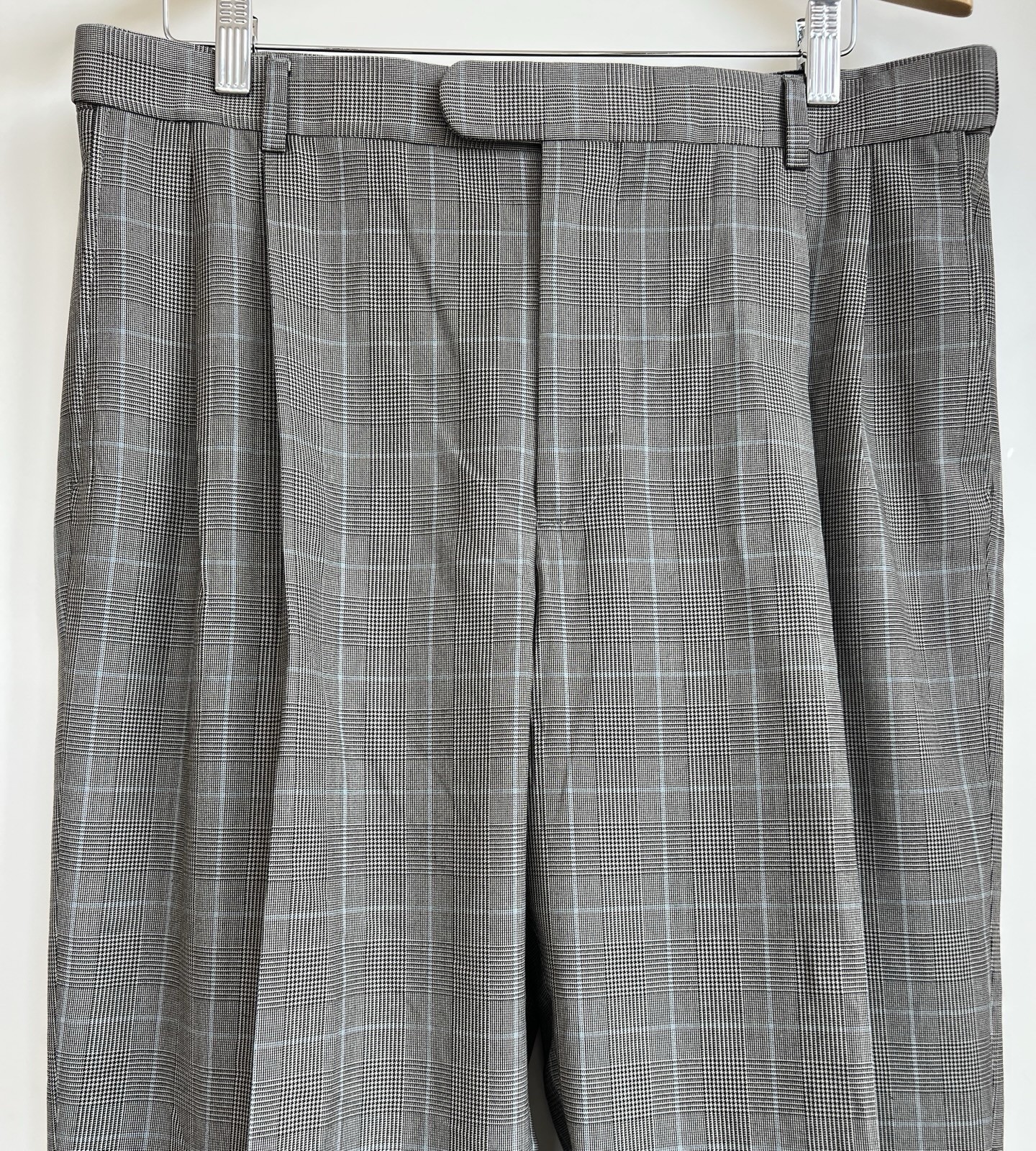 Men’s Traditional Fit Lands’ Ends Black Plaid Dress Pants Sz 36×34 Wool Blend P2