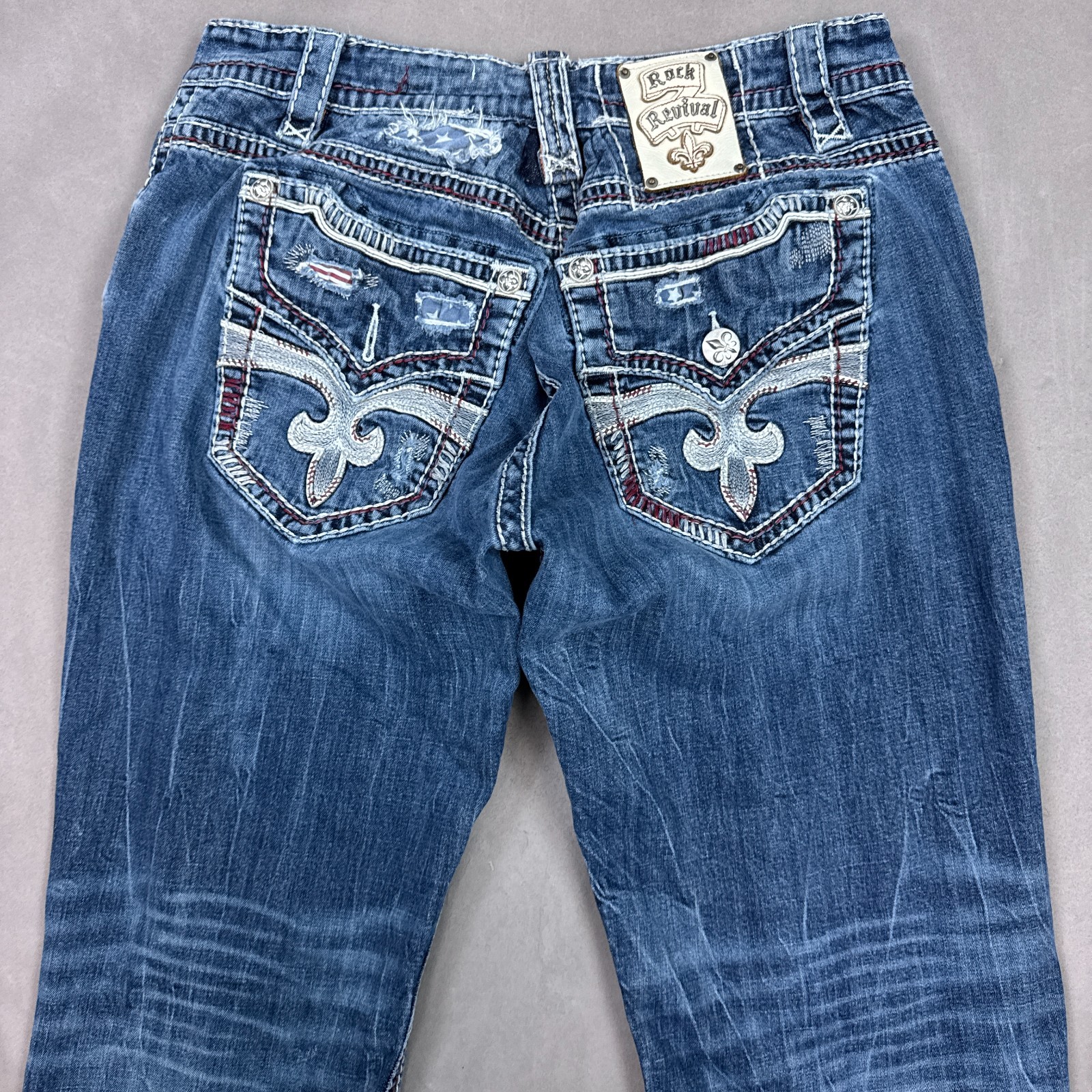 Rock Revival Jeans Men 34×28 Blue Ledford See Description Waist Inseam Altered