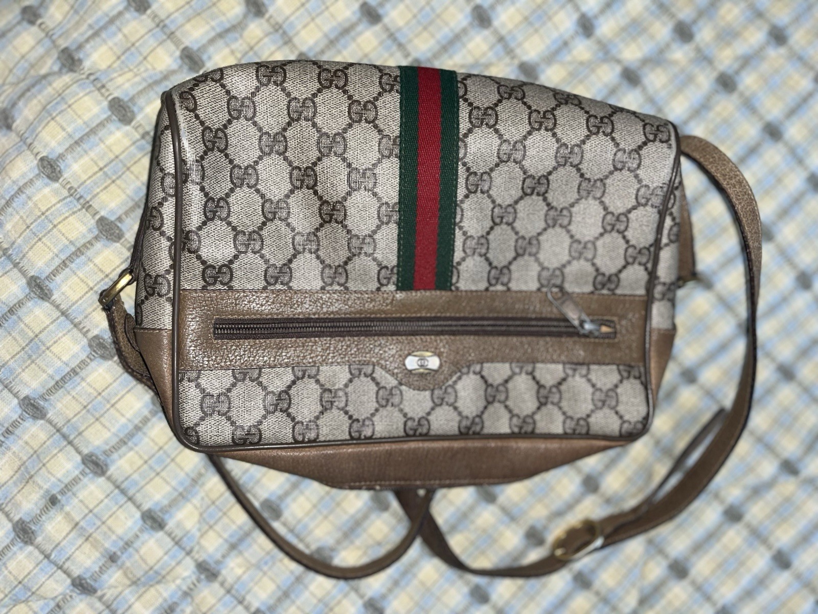 GUCCI GG Ophidia Sherry Web 1970 Canvas Camera Bag Beige PVC (SEE DESCRIPTION )