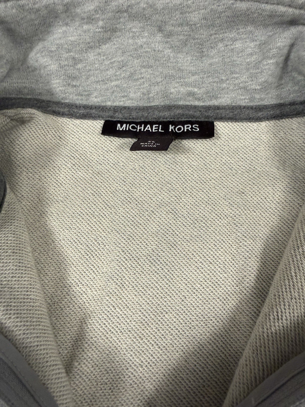 Michael Kors Mens Pullover Half Zip Mock Sweatshirt Casual Preppy MK Lt Gray XL